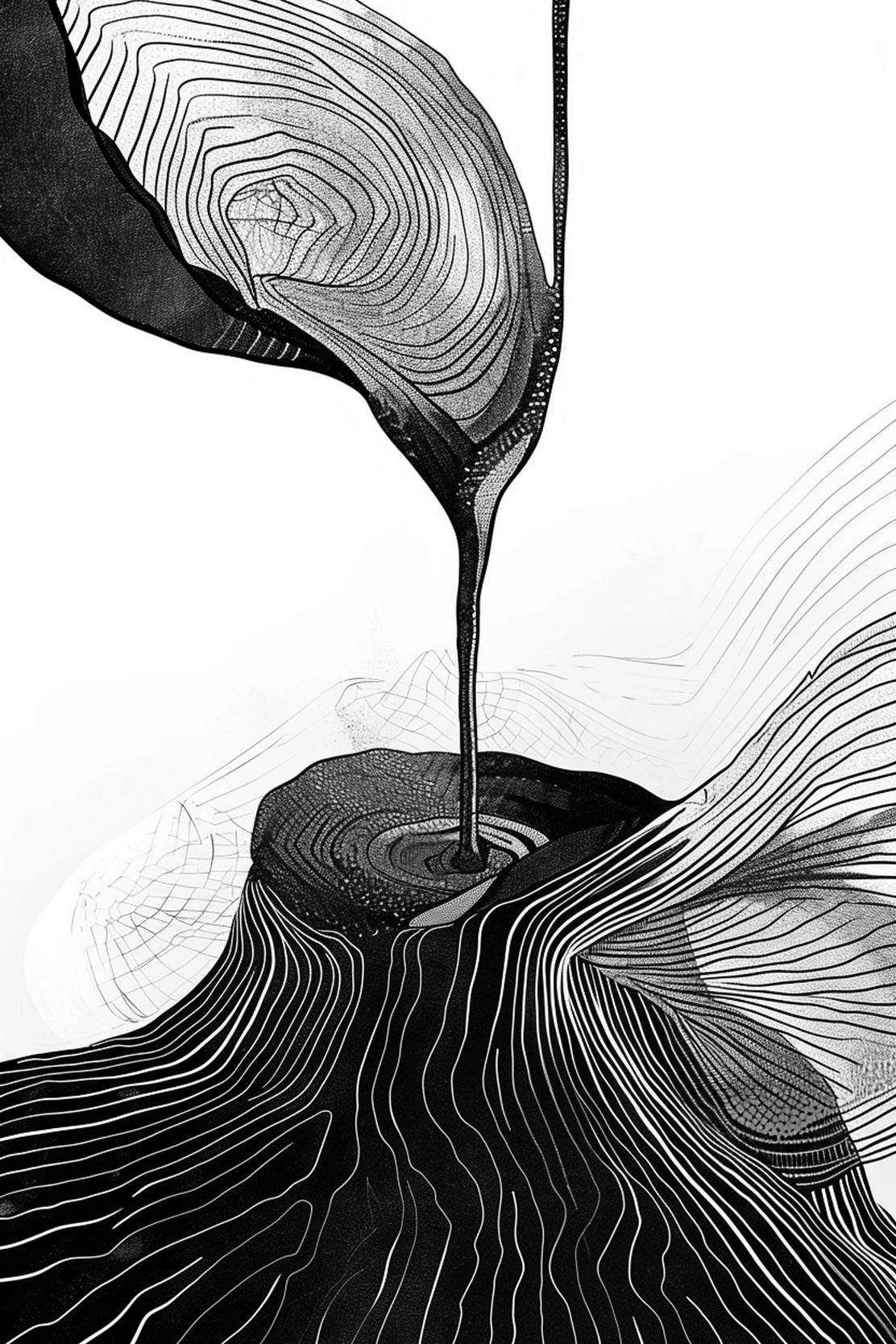 Cosmic Flow Ink Drawing Modern Wall Art - beink online art store