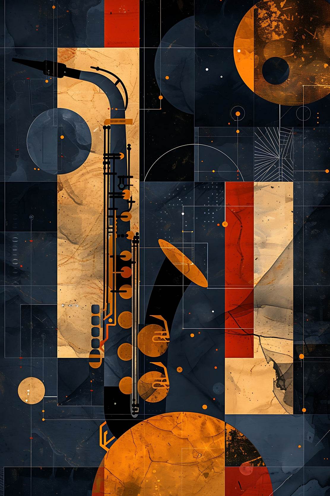 Saxophone Oil Painting Wall Art - beink online art store