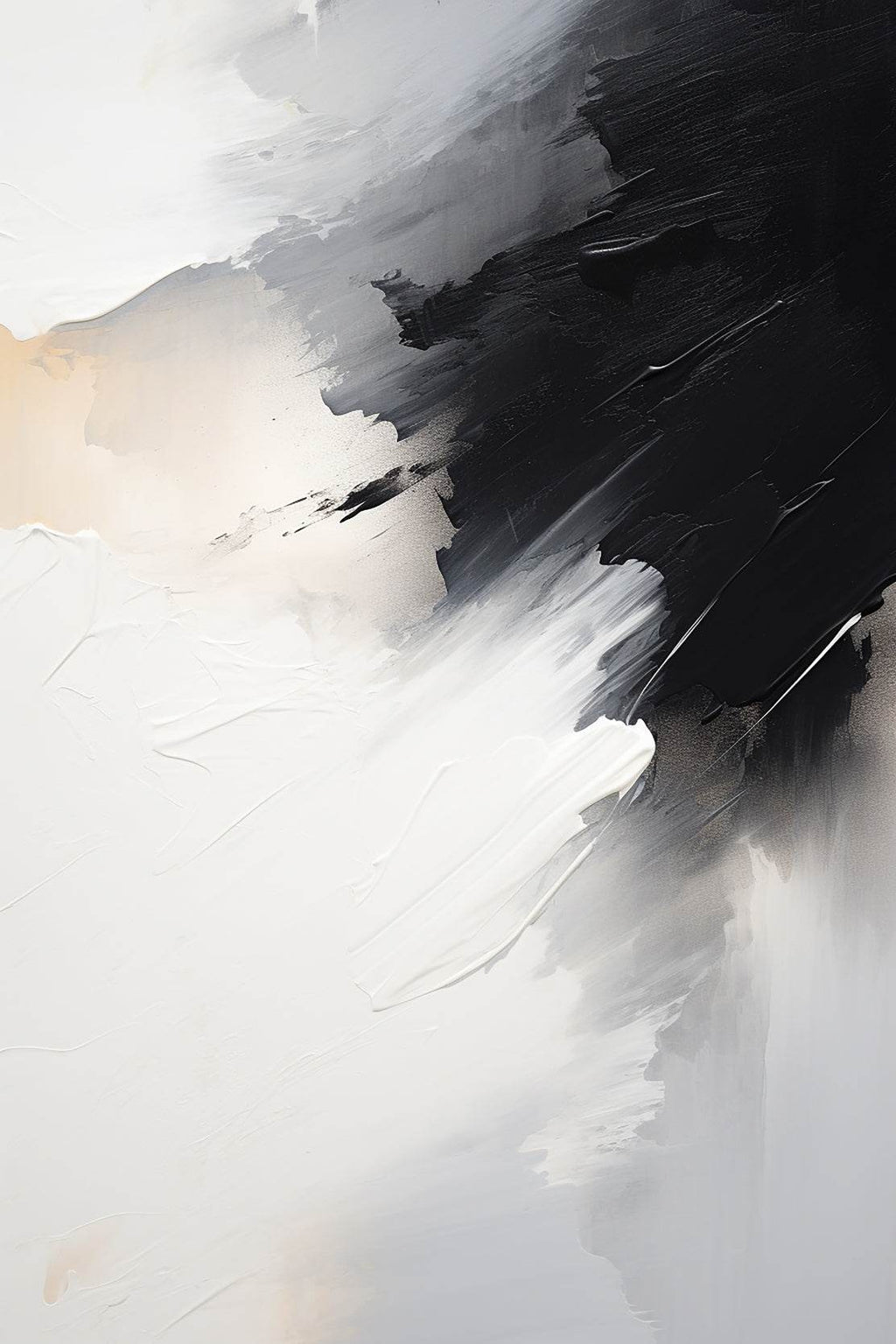 Black and White Brush Stroke Abstract Wall Art - beink online art store