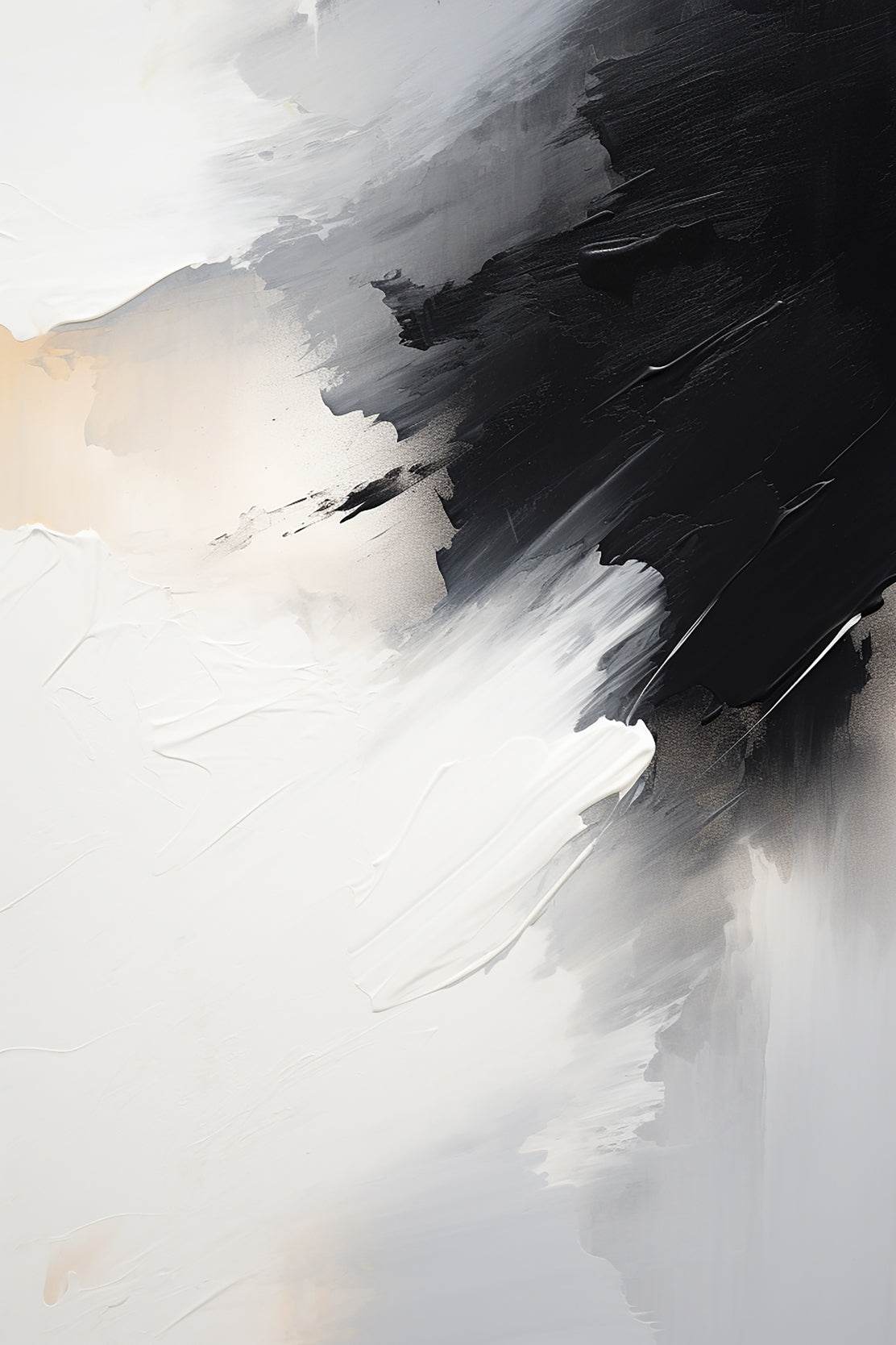Black and White Brush Stroke Abstract Wall Art - beink online art store