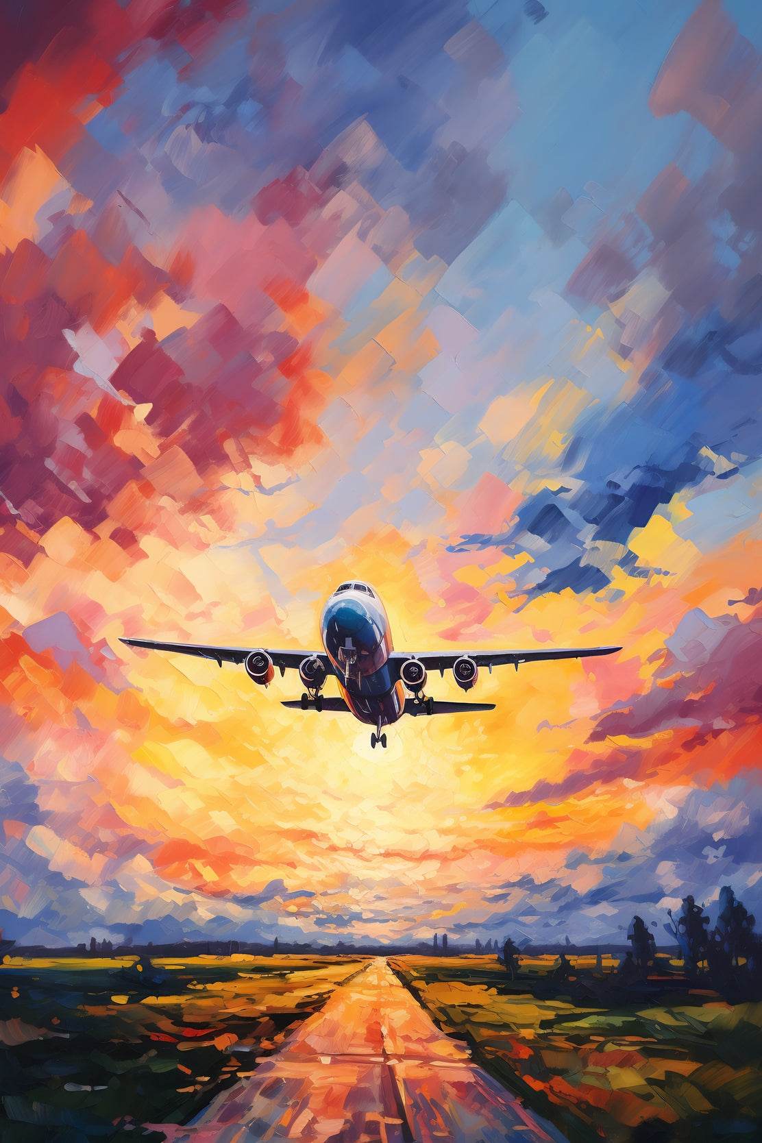 Drawing Of Airplane Takeoff Wall Art - beink online art store