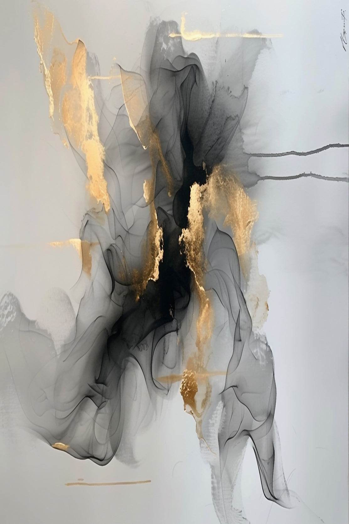 Black Marble With Golden Lines Wall Art - beink online art store