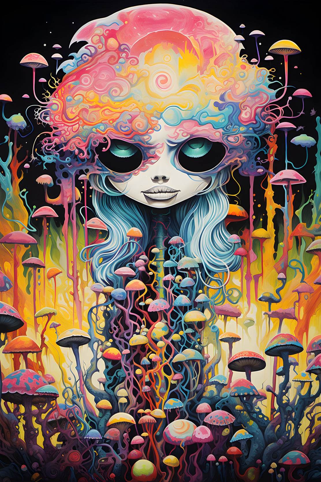Fantasy Anime Head Mushroom Wall Art - beink online art store