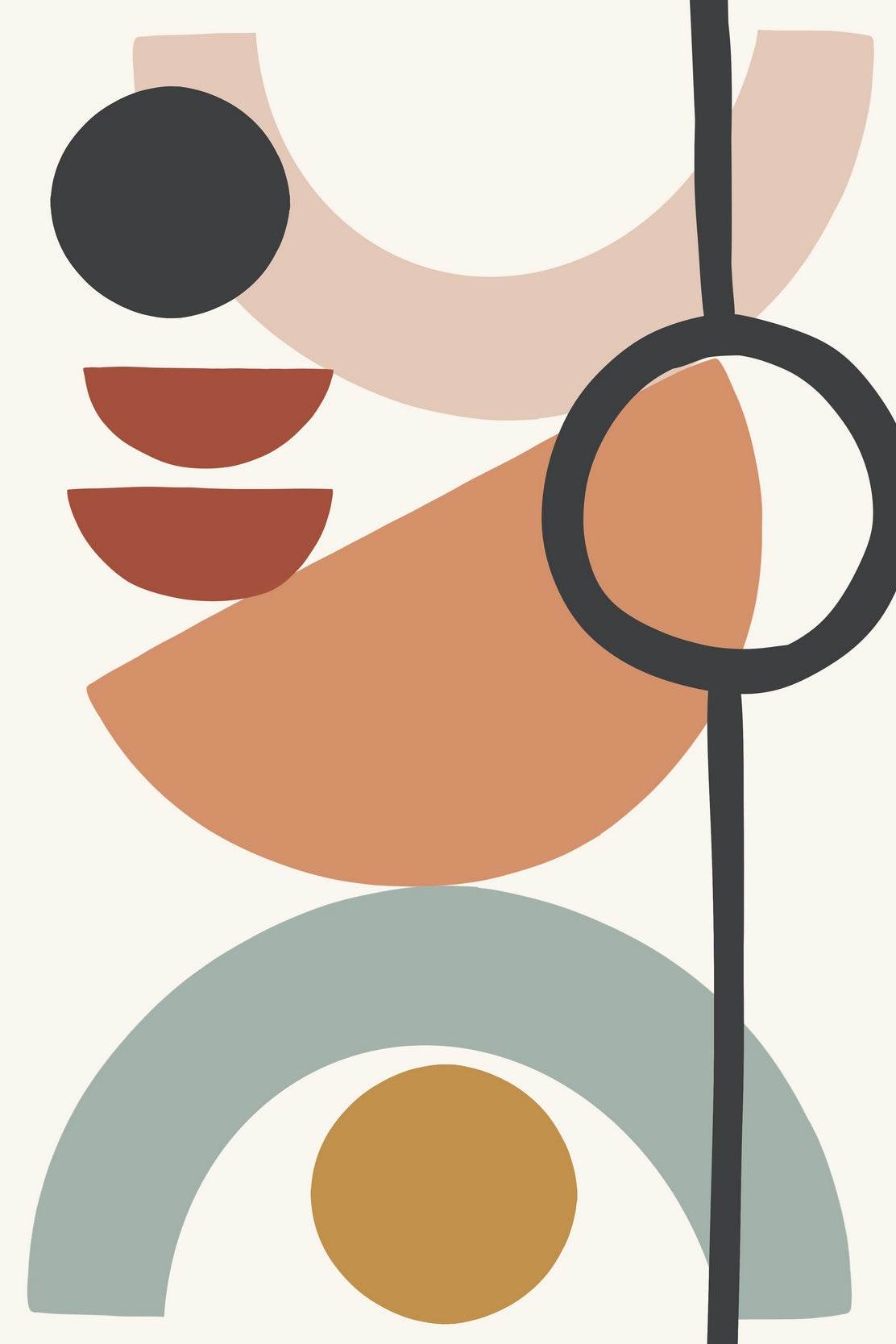 Geometric Shapes and Lines in Warm Earth Tones ArtWork - beink online art store