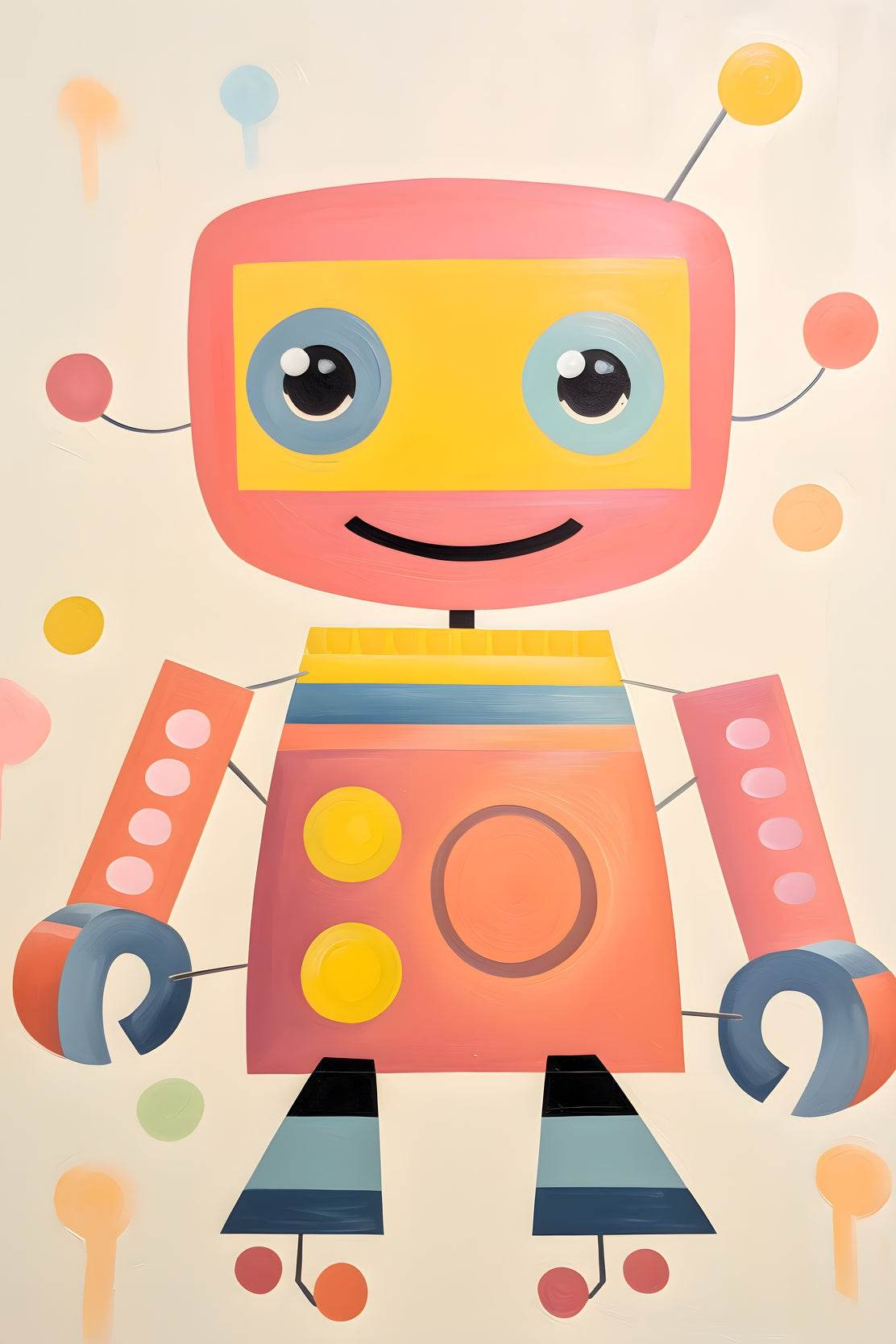 Cute Cartoon Robot in Flat Style - beink online art store