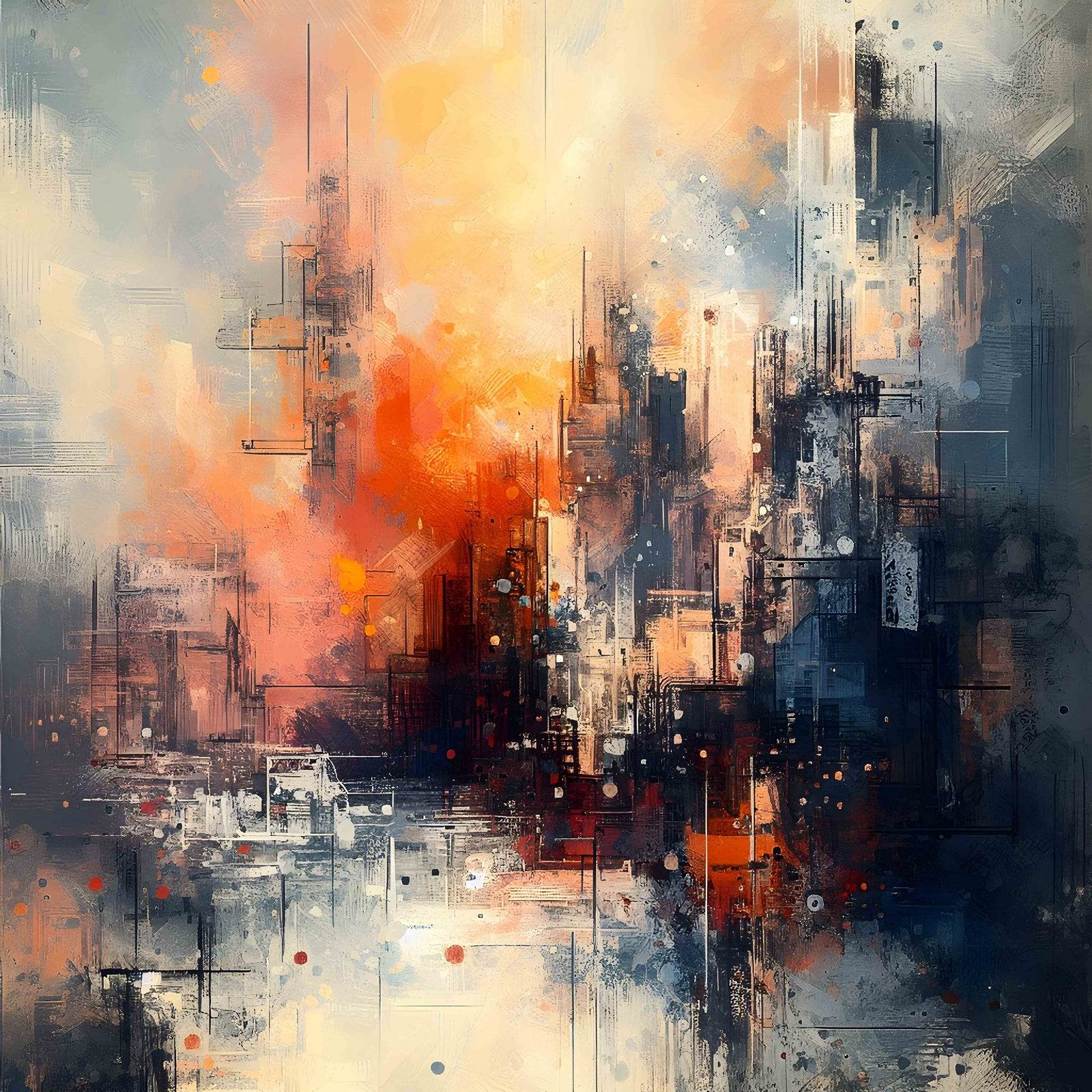 Buildings on Brush Strokes Wall Art - beink online art store