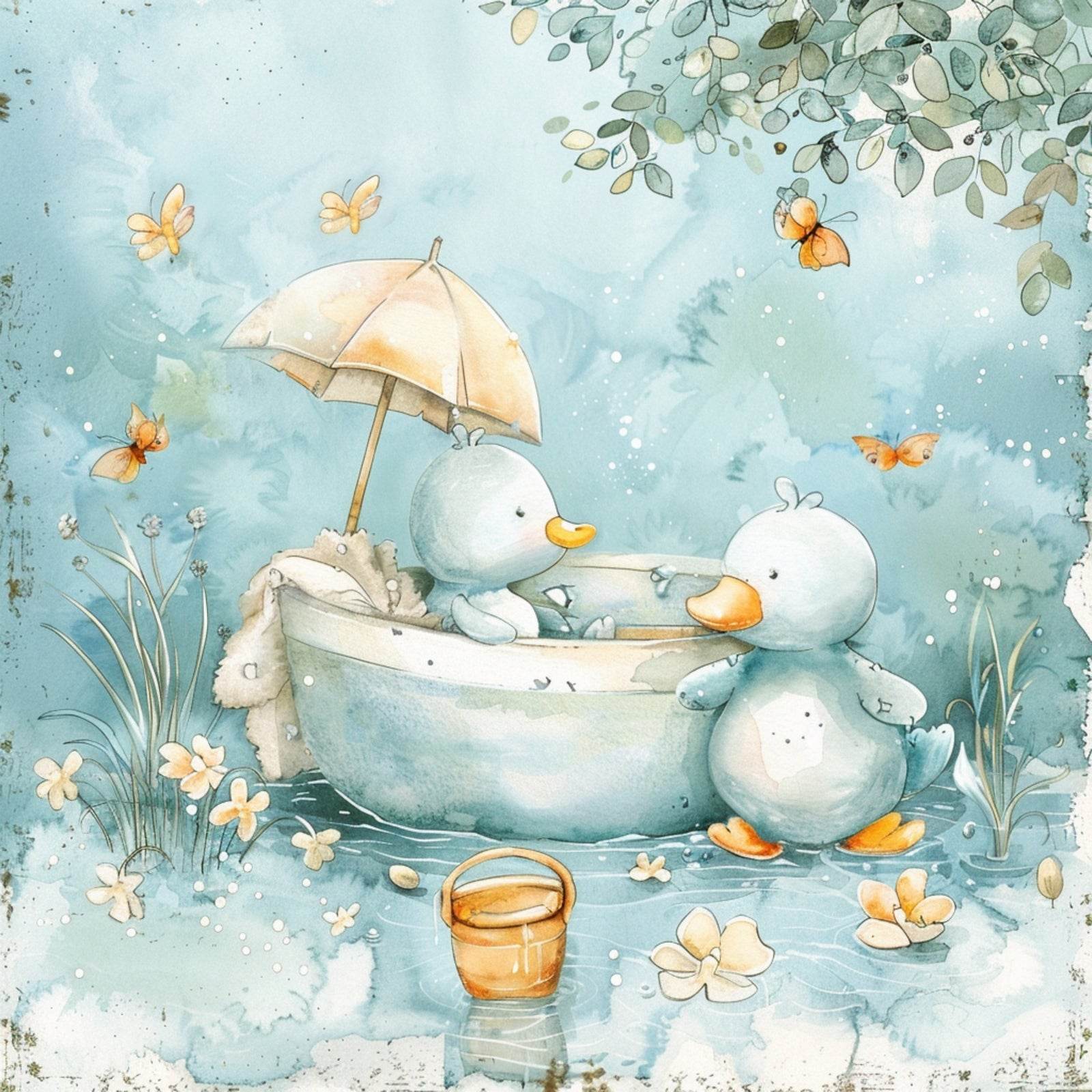 Cute Watercolor Style Duck Illustration - beink online art store