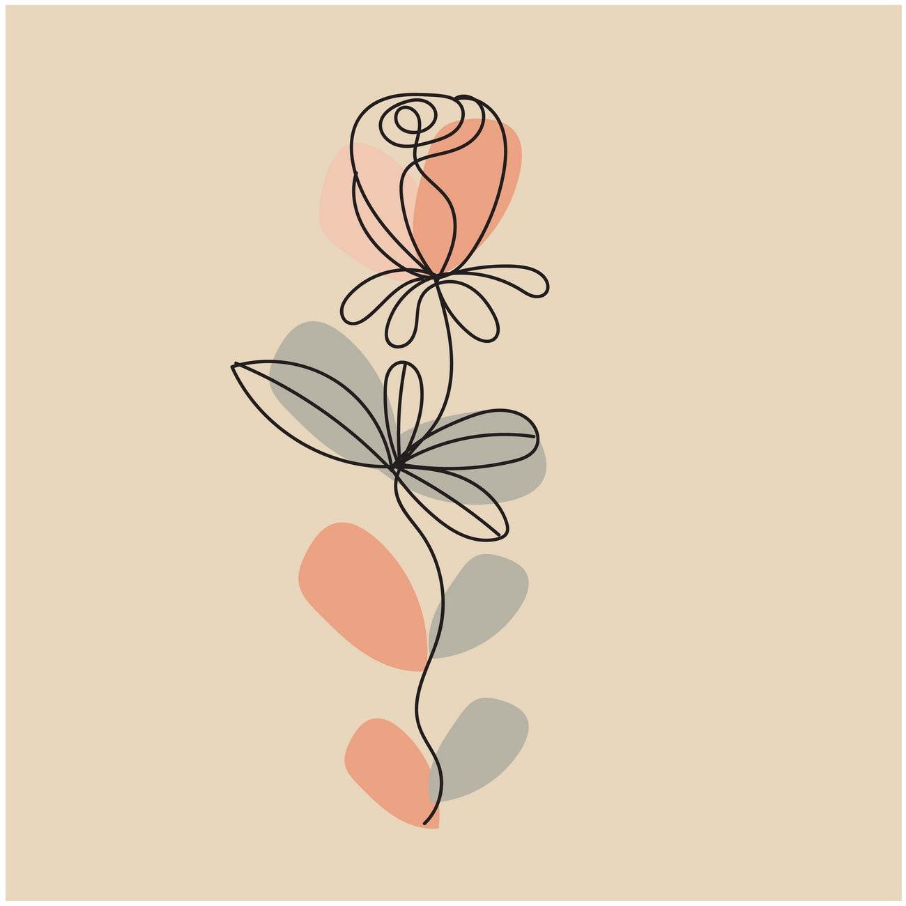 Rose With Leaves Wall Art - beink online art store