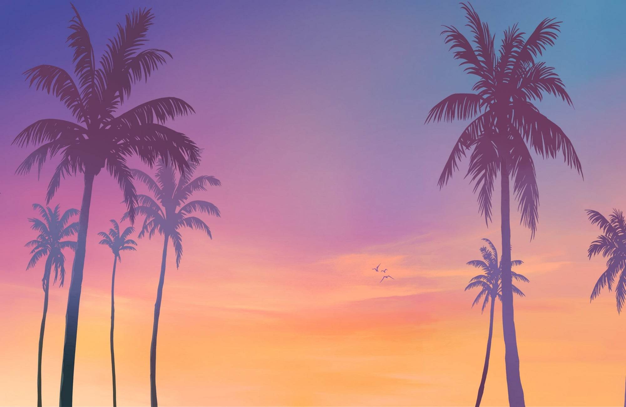Palm Trees With Sunset Gaming Wall Art - beink online art store