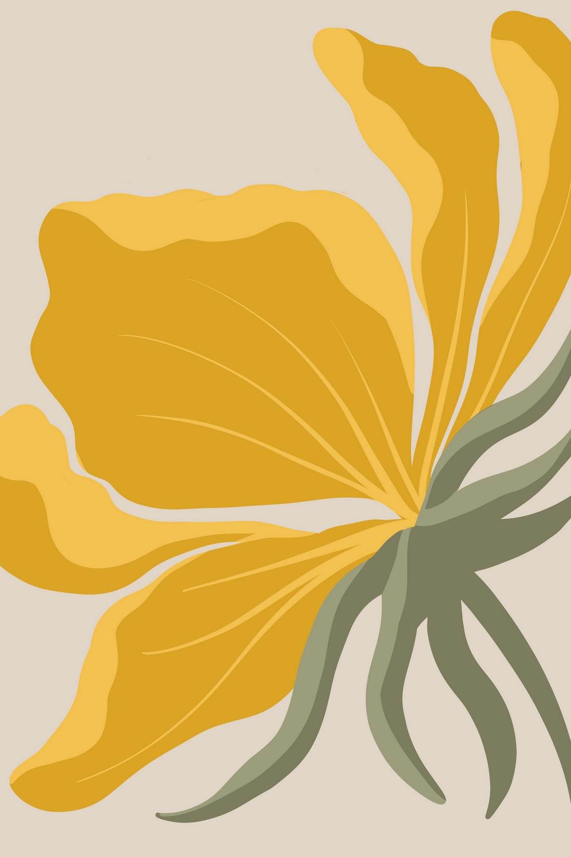 Abstract Stylized Yellow Bloom Flower ArtWork - beink online art store