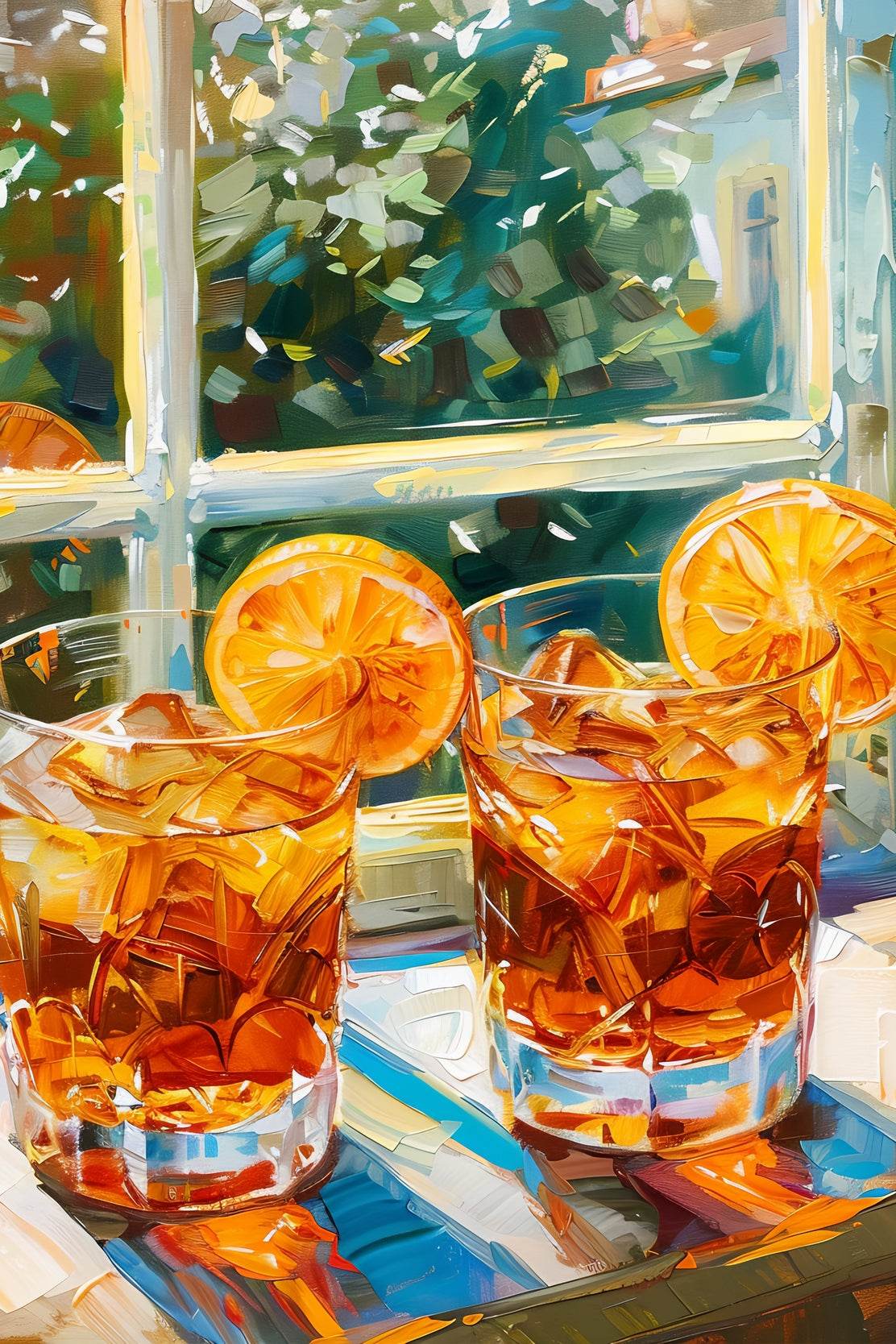 Two Glasses of Iced Tea Window View Wall Art - beink online art store