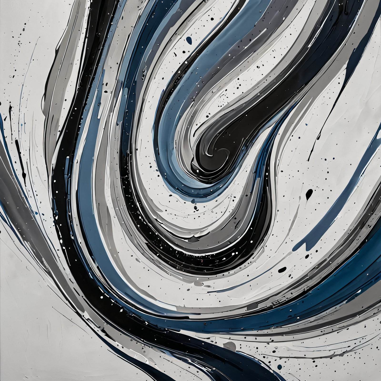 Black and White Swirl Abstract Wall Art - beink online art store