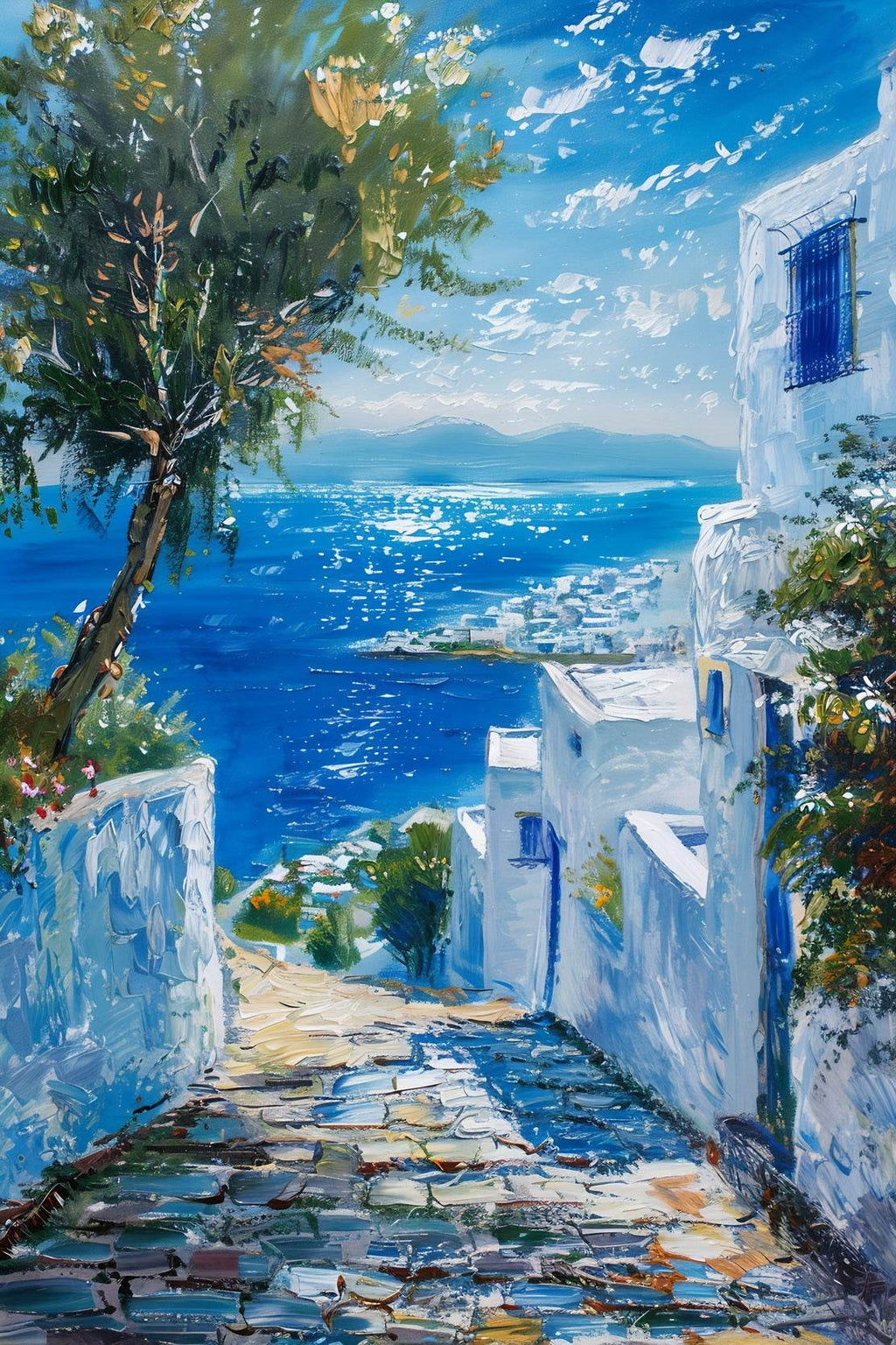 Watercolor Painting Of Coastal Alleys Wall Art - beink online art store