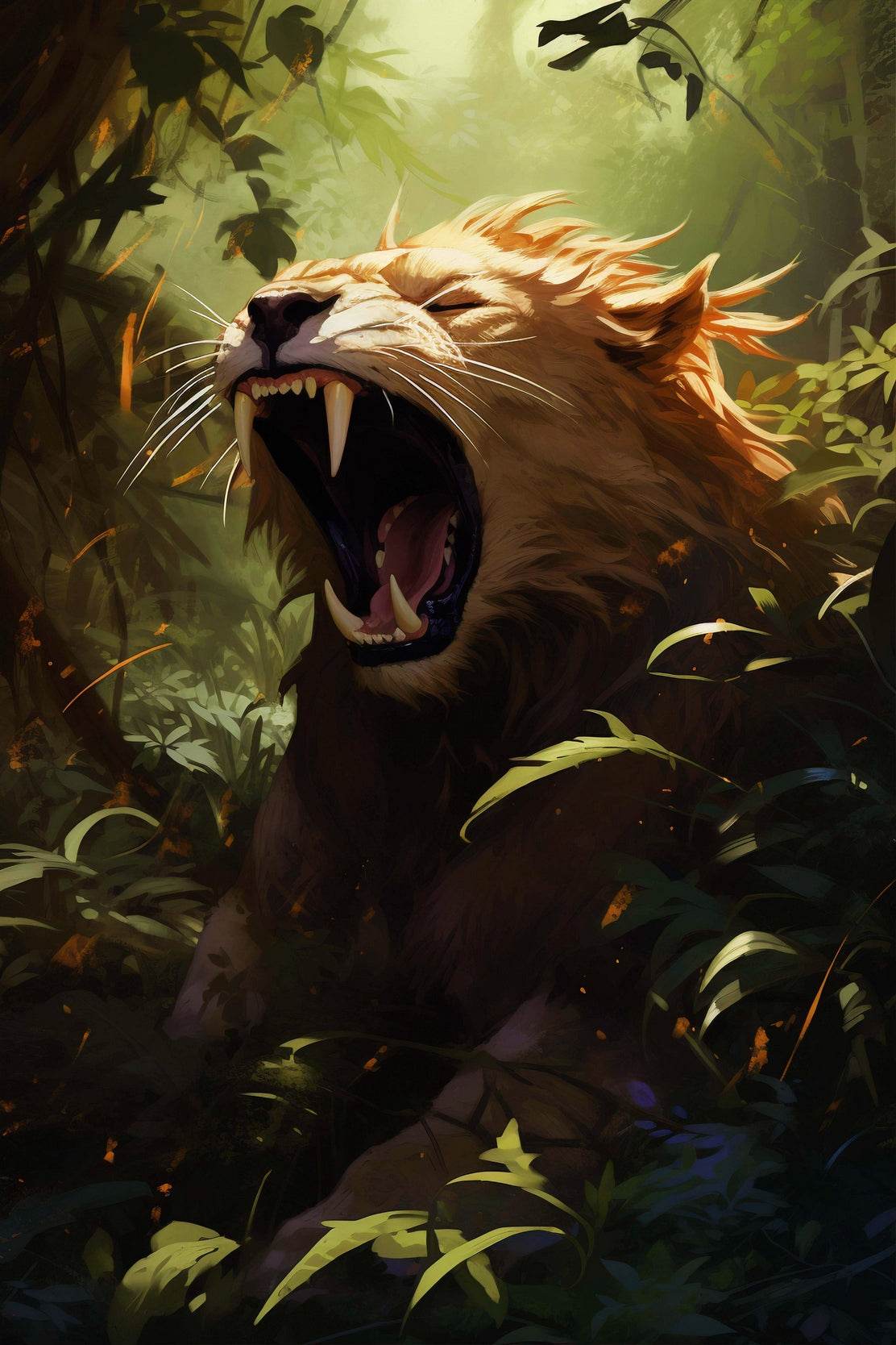 Roaring Liger Animal Wall Art - beink online art store