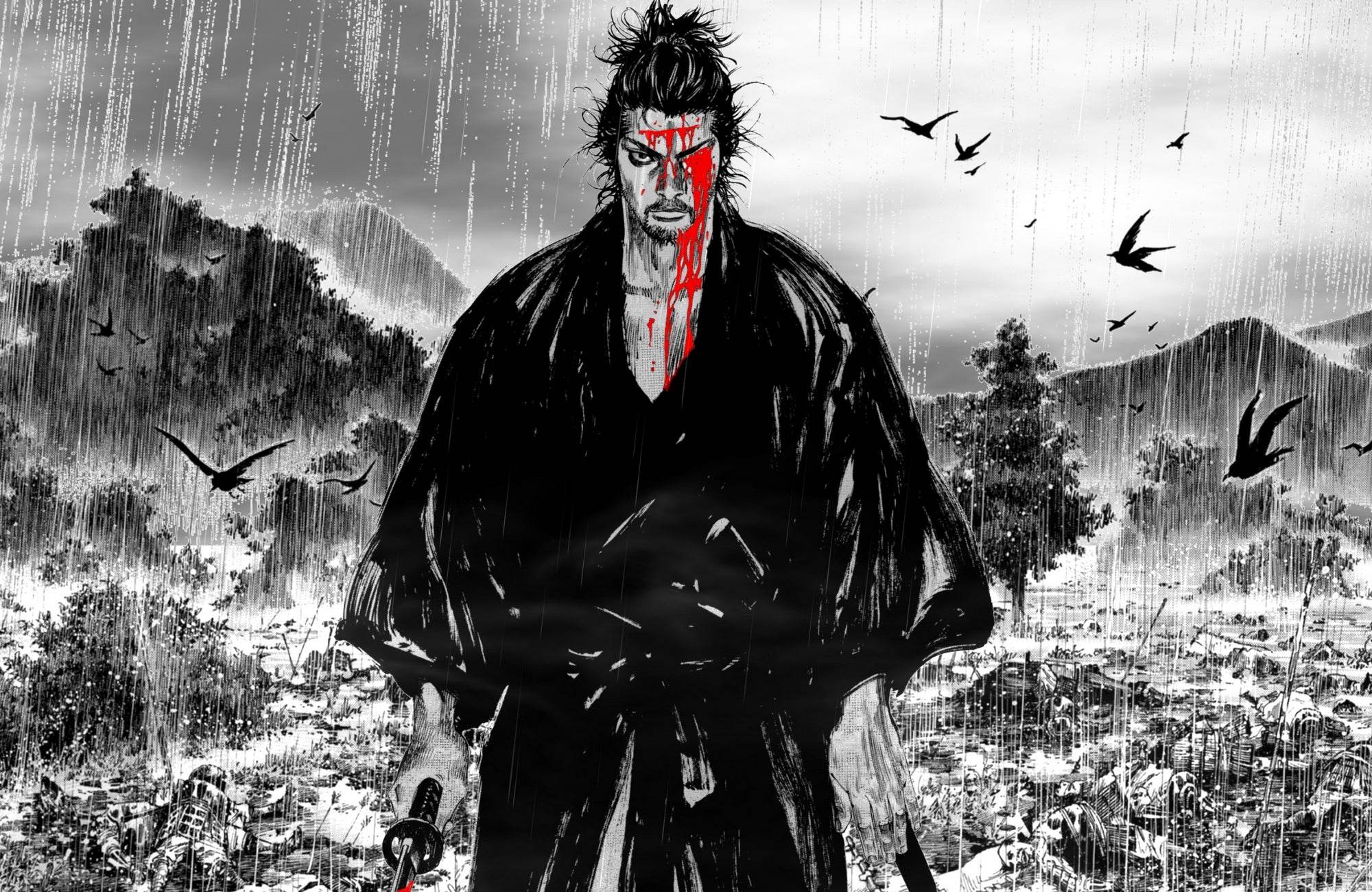 Black and White Vagabond Miyamoto Musashi Anime Wall Art - beink online art store