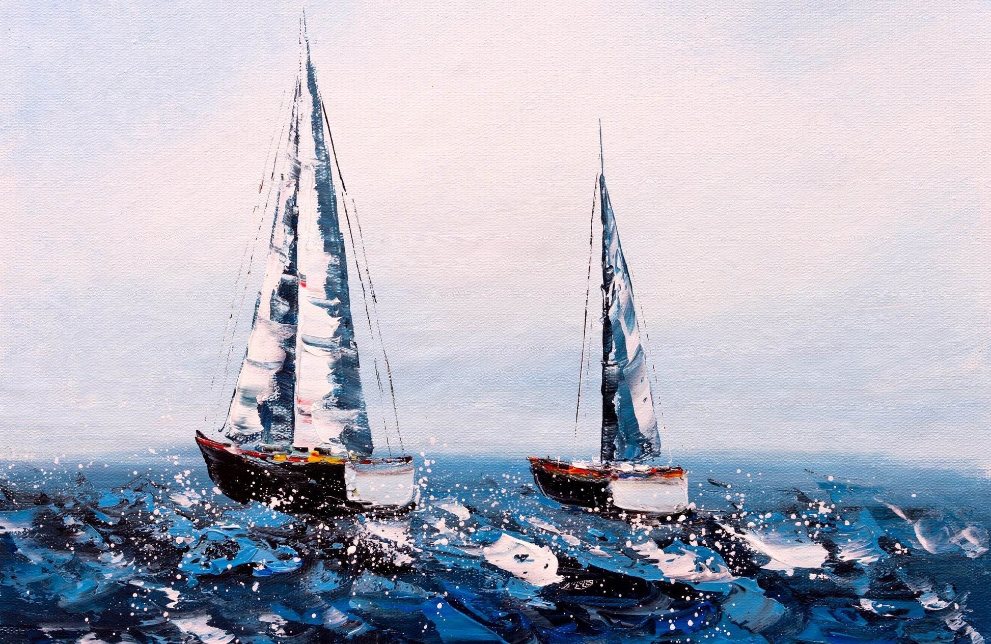 Watercolor Painting of Sailboats Wall Art - beink online art store