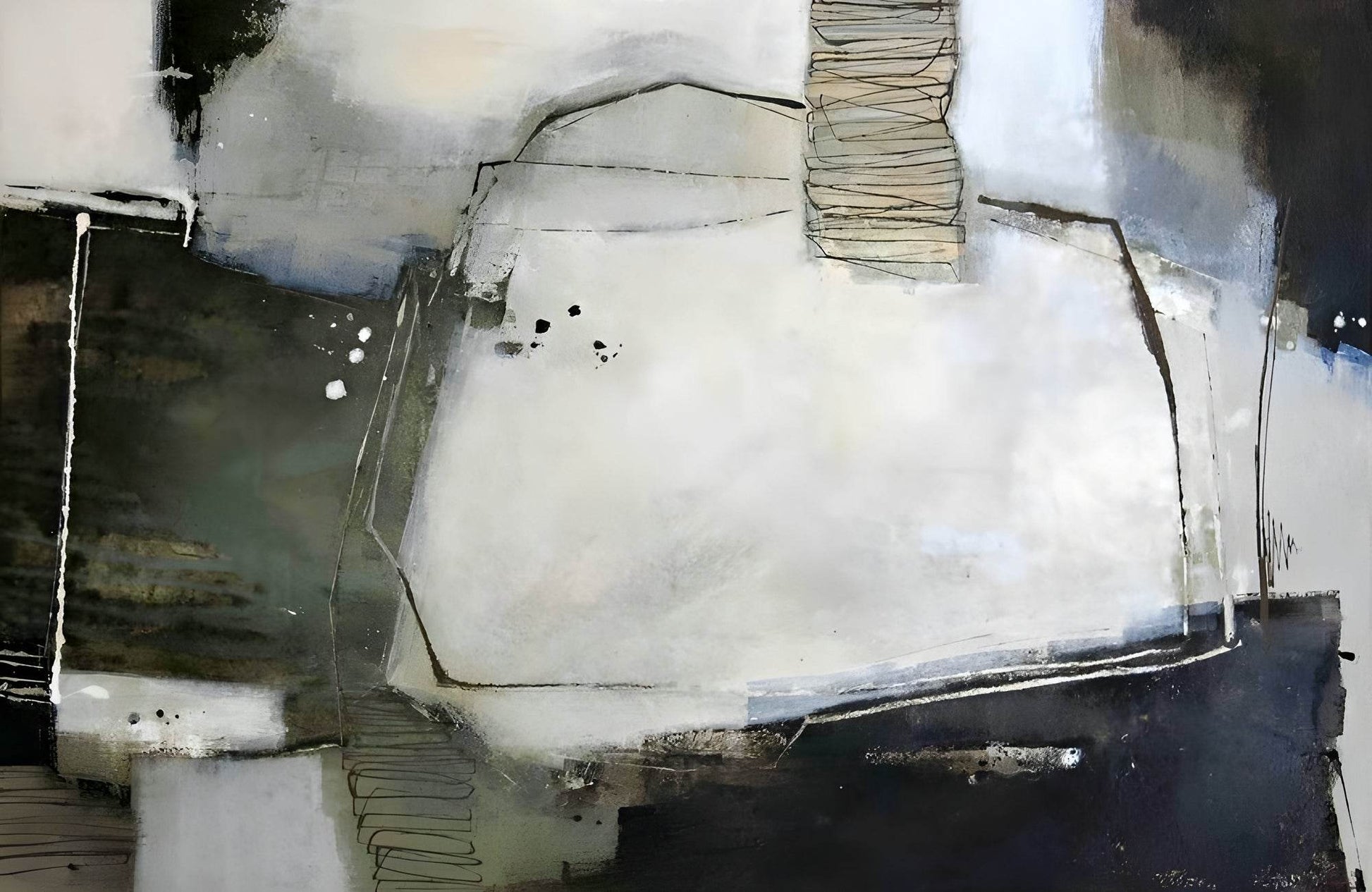 Watercolor Industrial Ruins Modern Wall Art - beink online art store