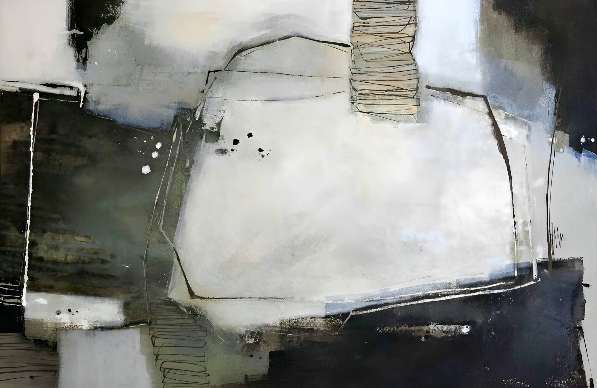 Watercolor Industrial Ruins Modern Wall Art - beink online art store