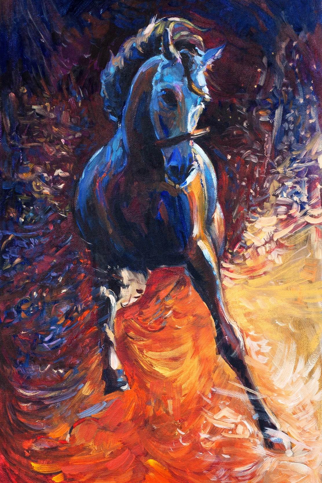 Oil Painting Of Rebellious Horse Wall Art - beink online art store