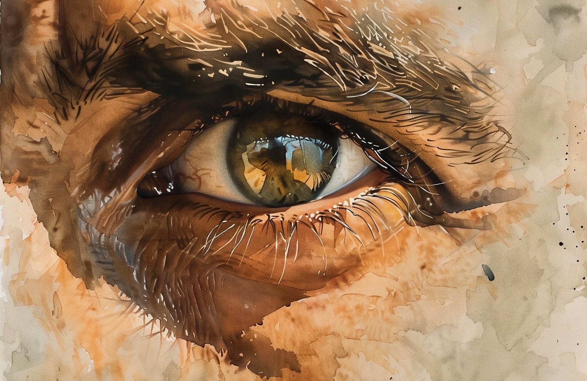 Watercolor Men Eye Painting Digital Art - beink online art store