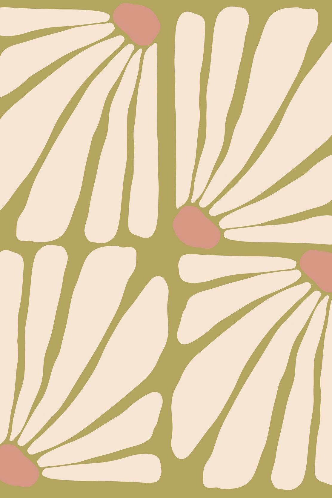 Pattern of Stylized Flowers with White Petals and Pink Centers ArtWork - beink online art store