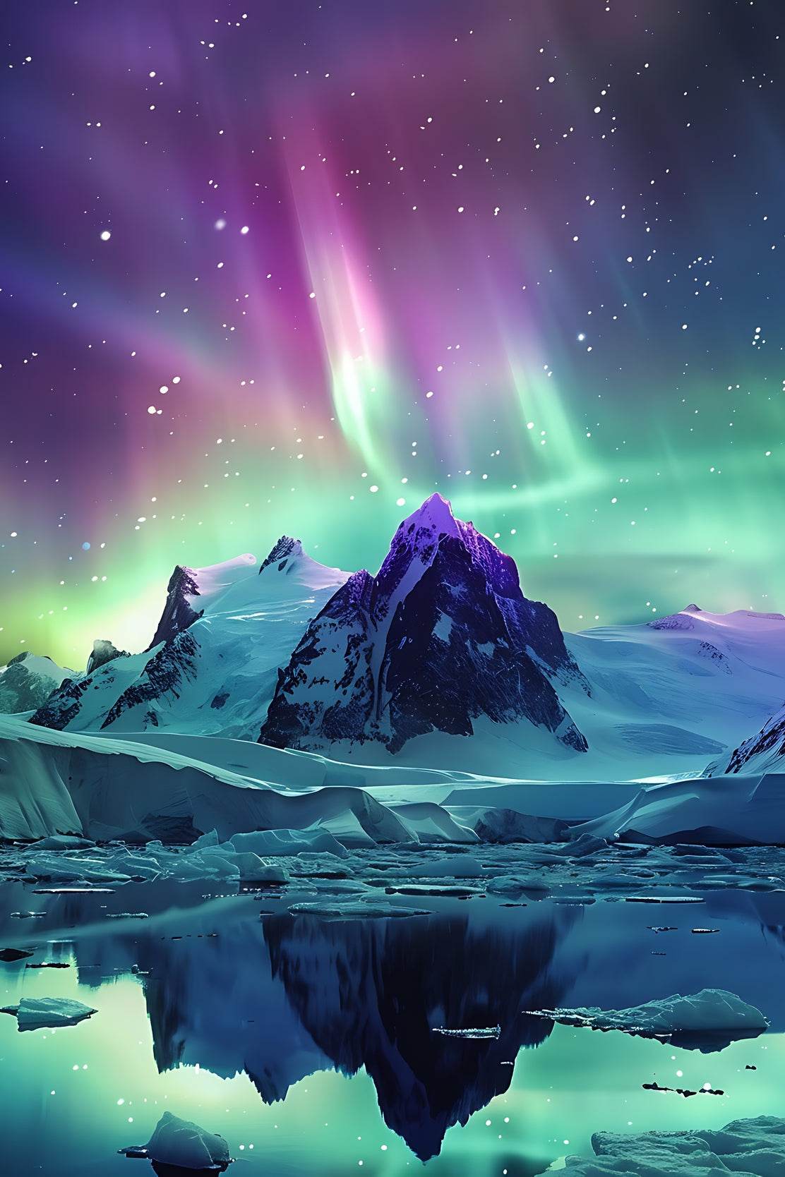 Polar Lights Over Antarctic Peak Wall Art - beink online art store