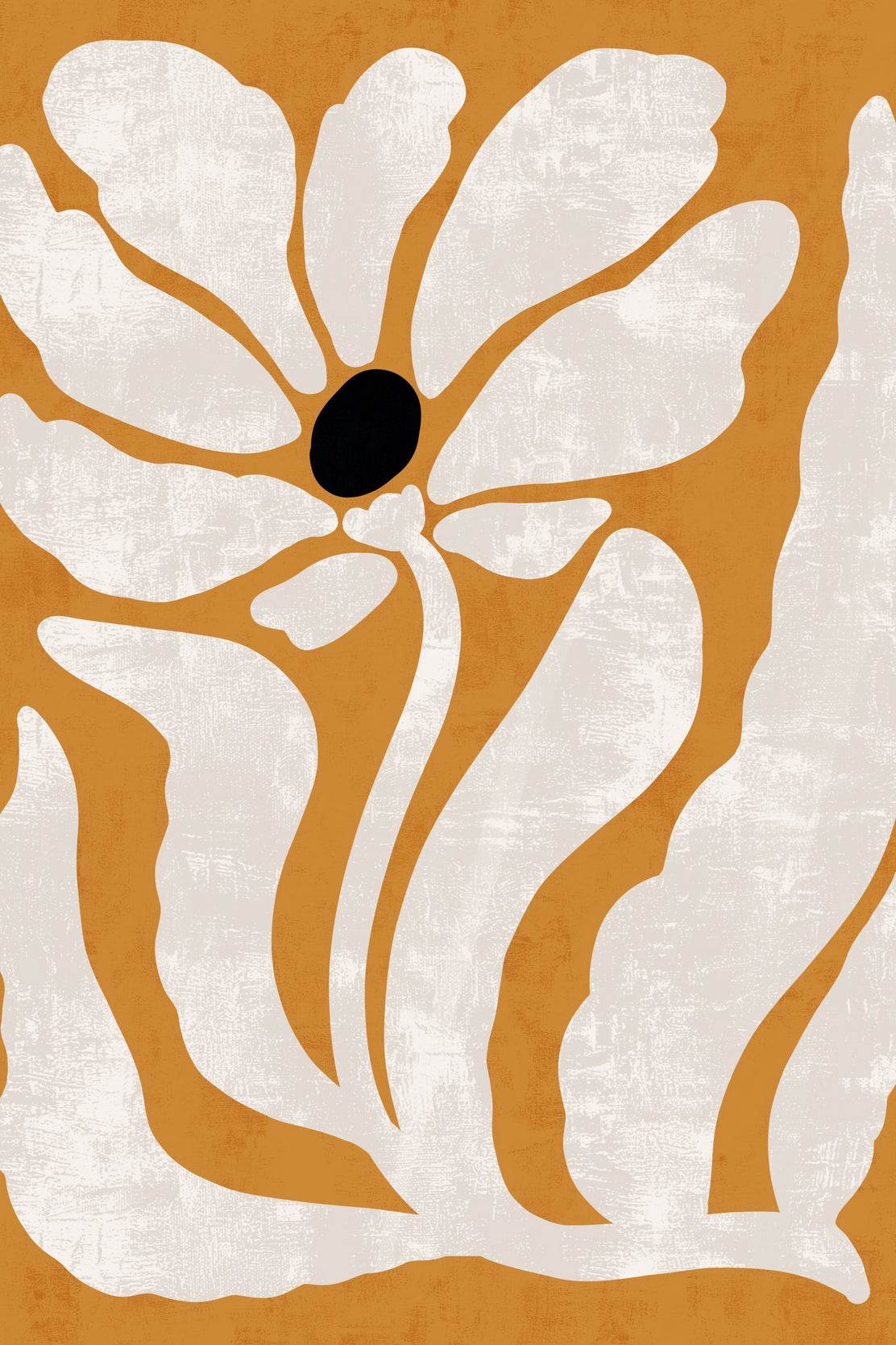 Stylized White Flower with a Black Center ArtWork - beink online art store