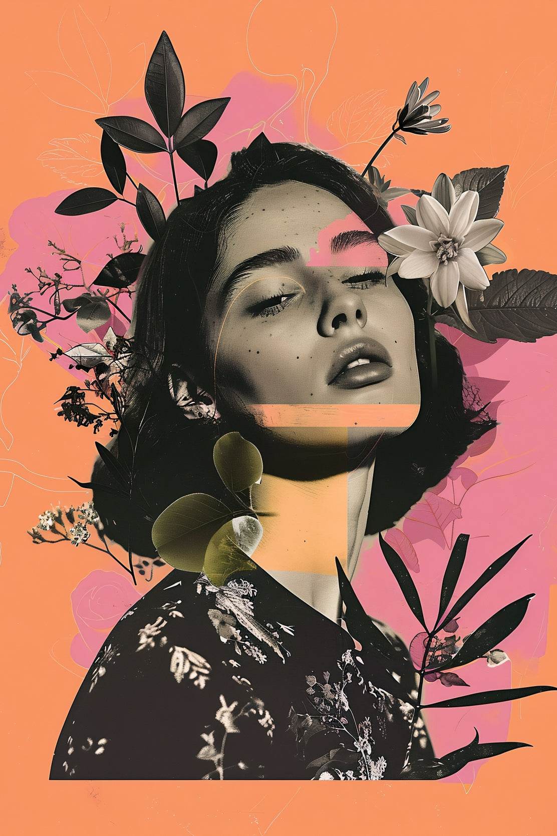 Girl Design Collage Premium Wall Art - beink online art store