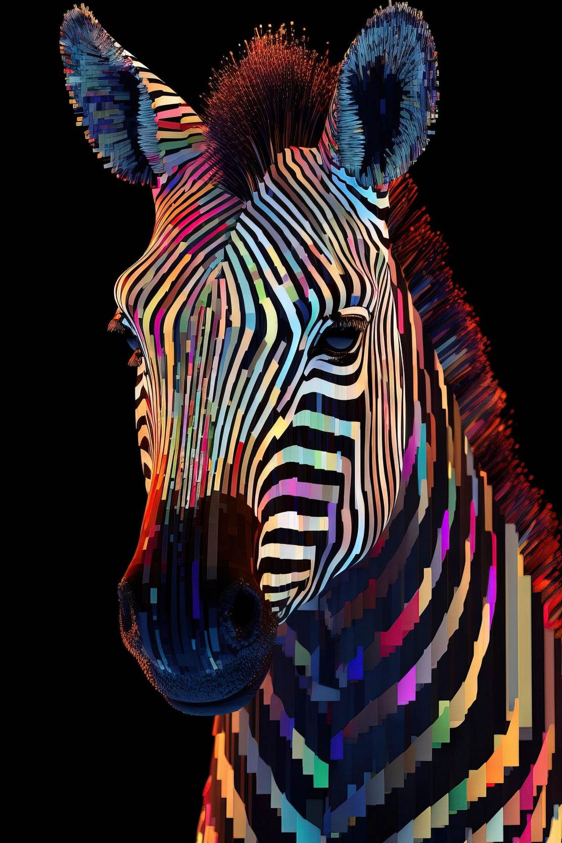 Painting of Zebra Face Animal Wall Art - beink online art store