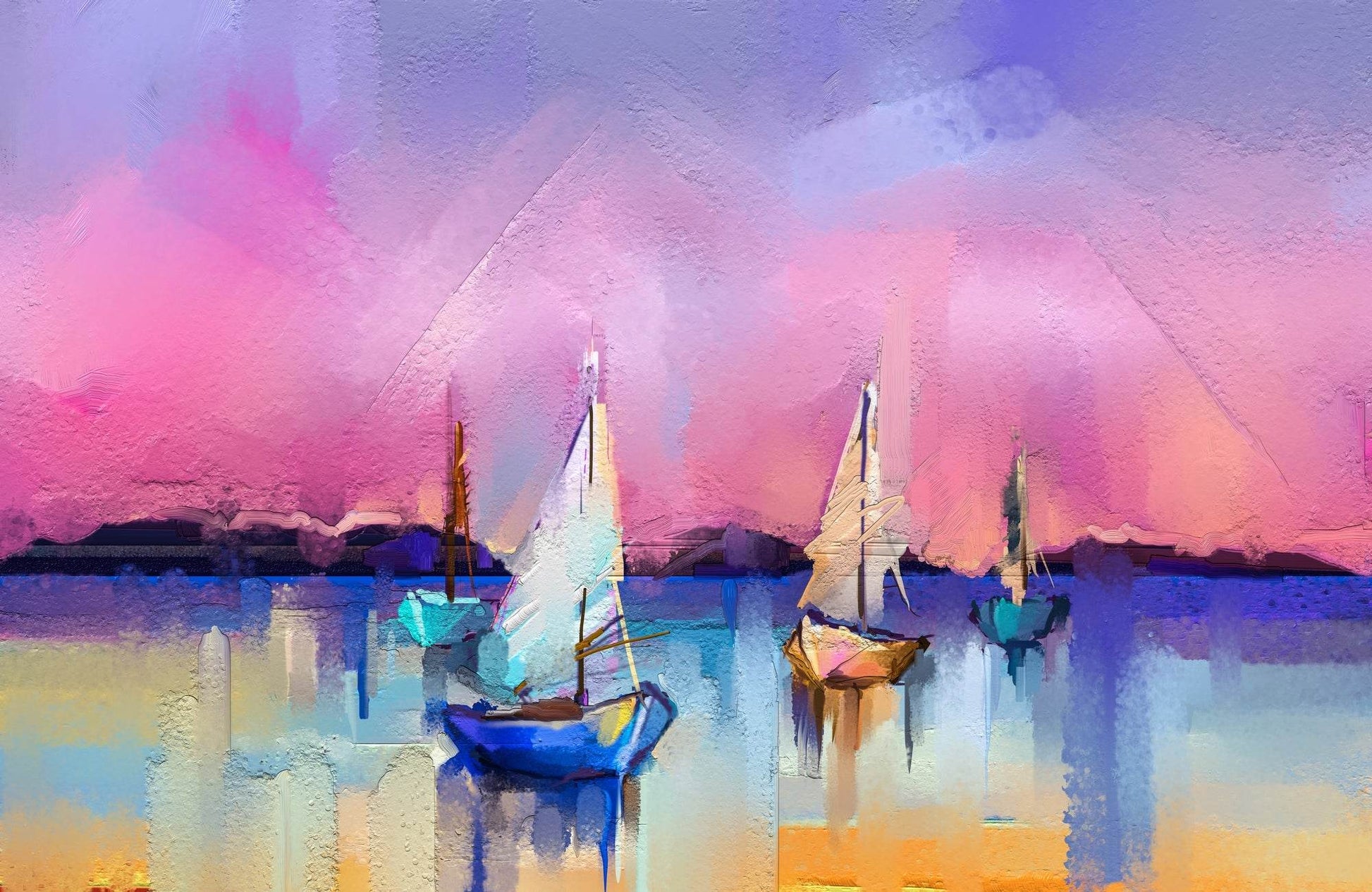 Watercolor Painting of Sailboats Wall Art - beink online art store