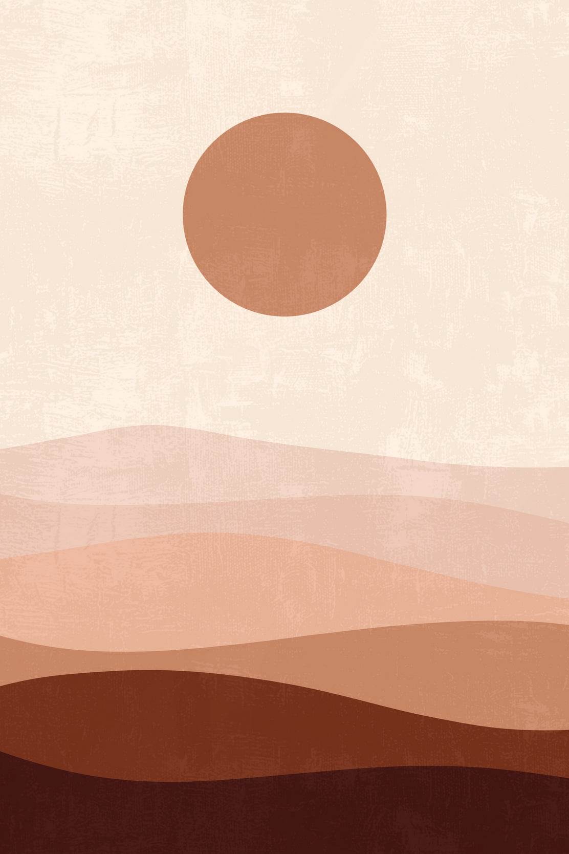Abstract Landscape with a Sun and Layers of Hills ArtWork - beink online art store