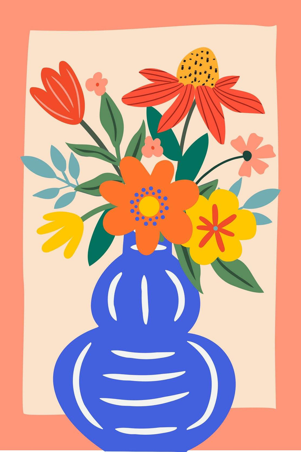 Painting a Blue Vase With Flowers Wall Art - beink online art store