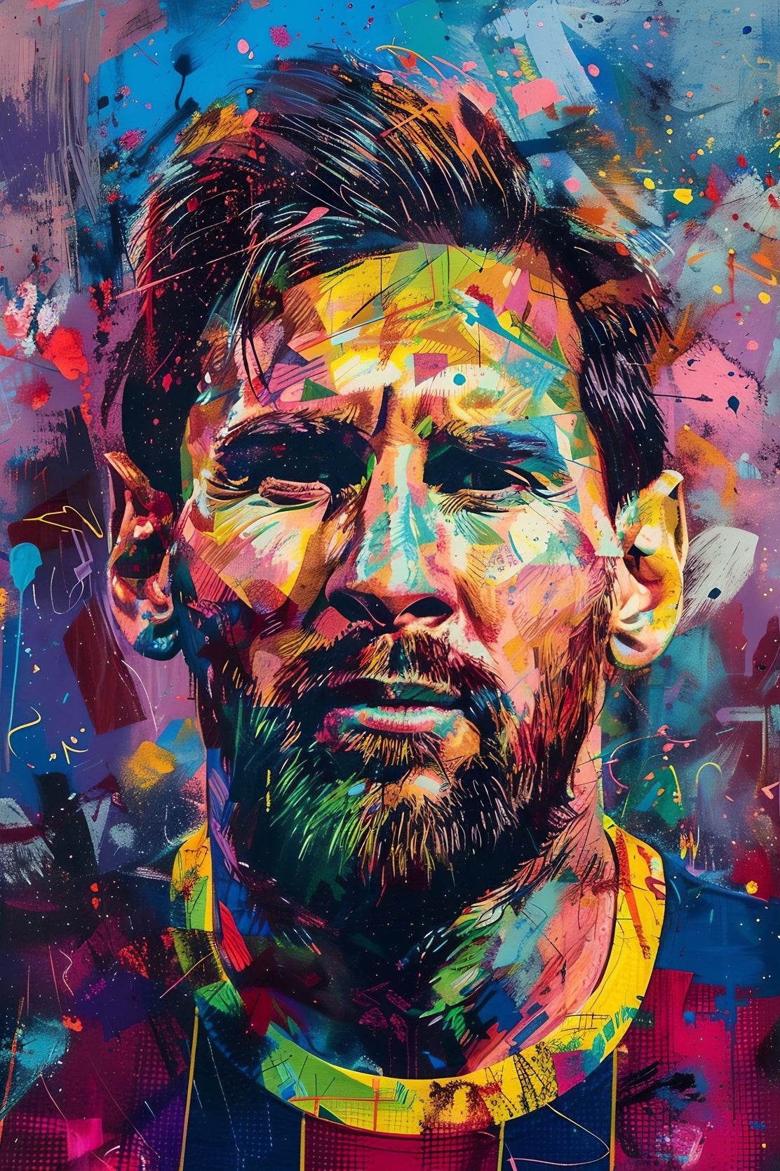 Lionel Messi Colorful watercolor painting Wall Art - beink online art store