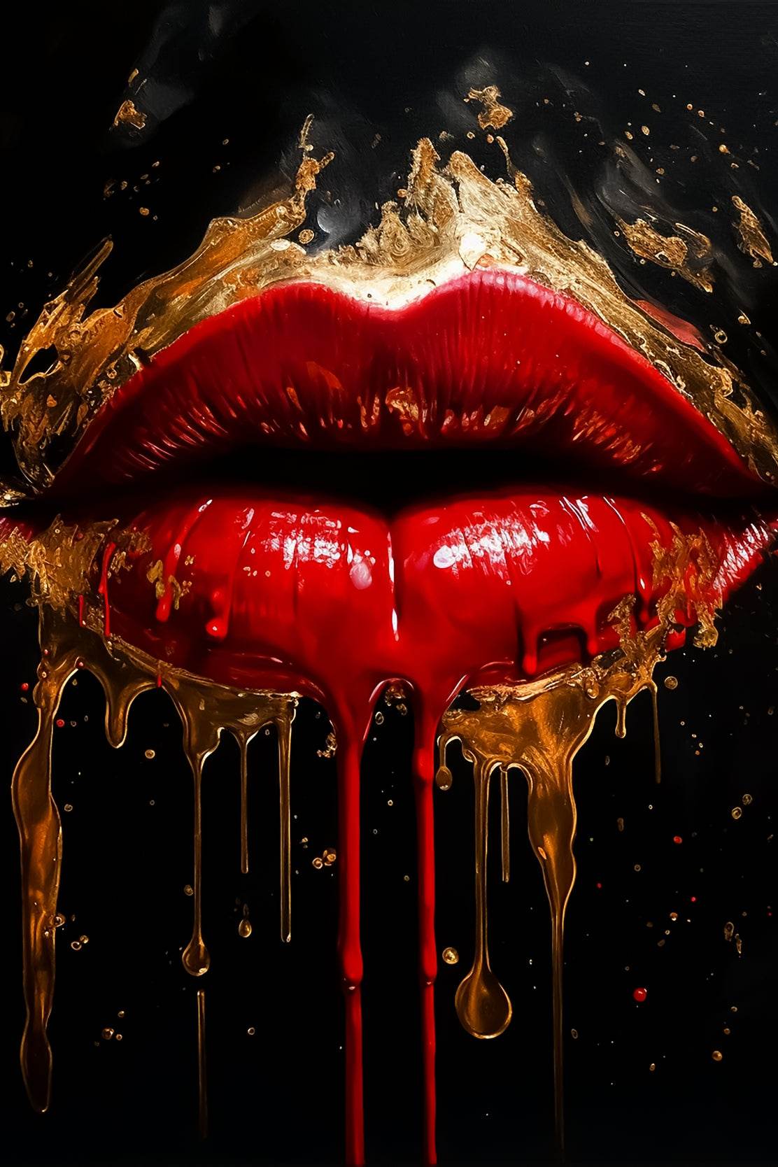 Oil Painting Of A Beautiful Woman's Lips - beink online art store