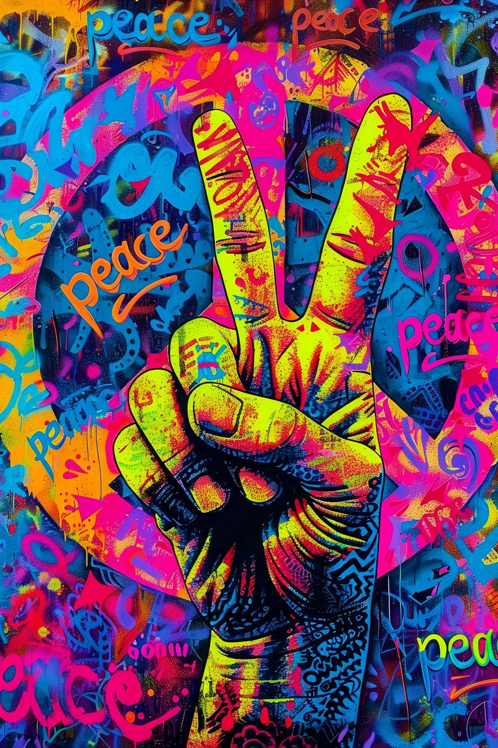Graffiti Wall with a Peace Sign Wall Art - beink online art store