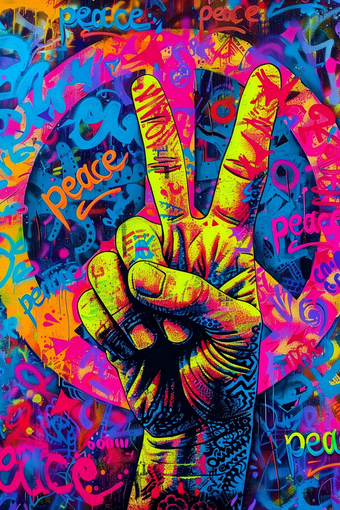 Graffiti Wall with a Peace Sign Wall Art - beink online art store