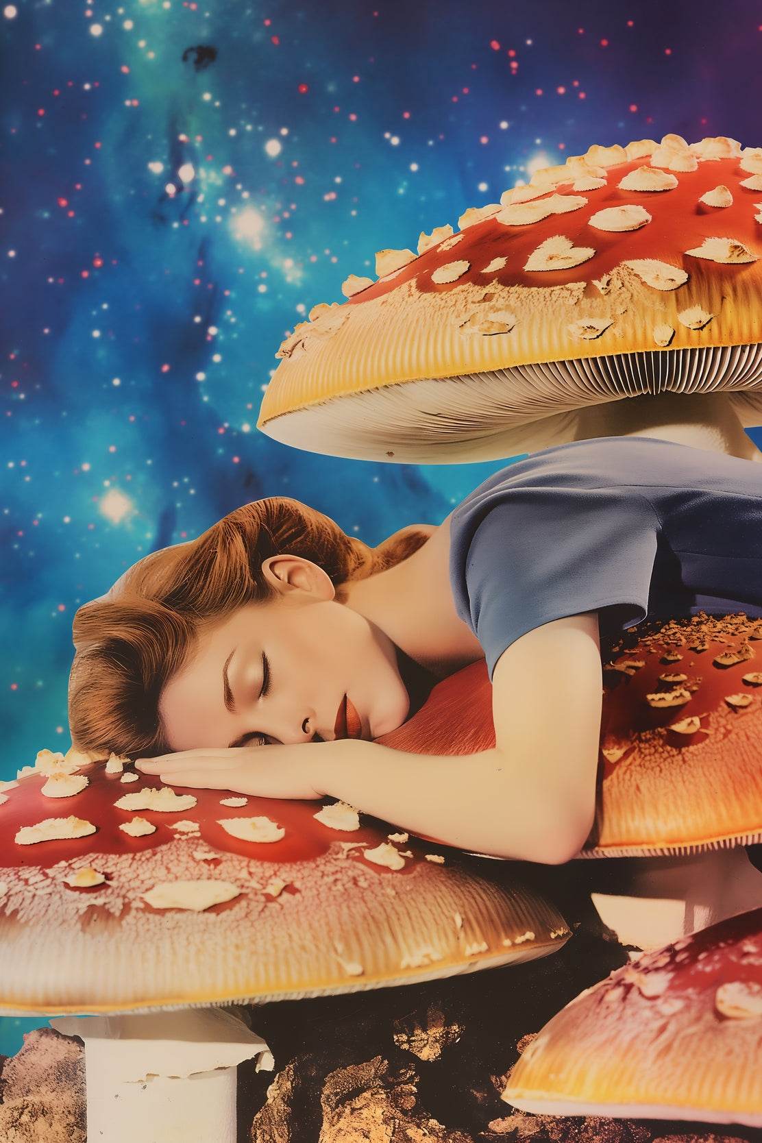 Girl Sleeping On A Mushroom Wall Art - beink online art store