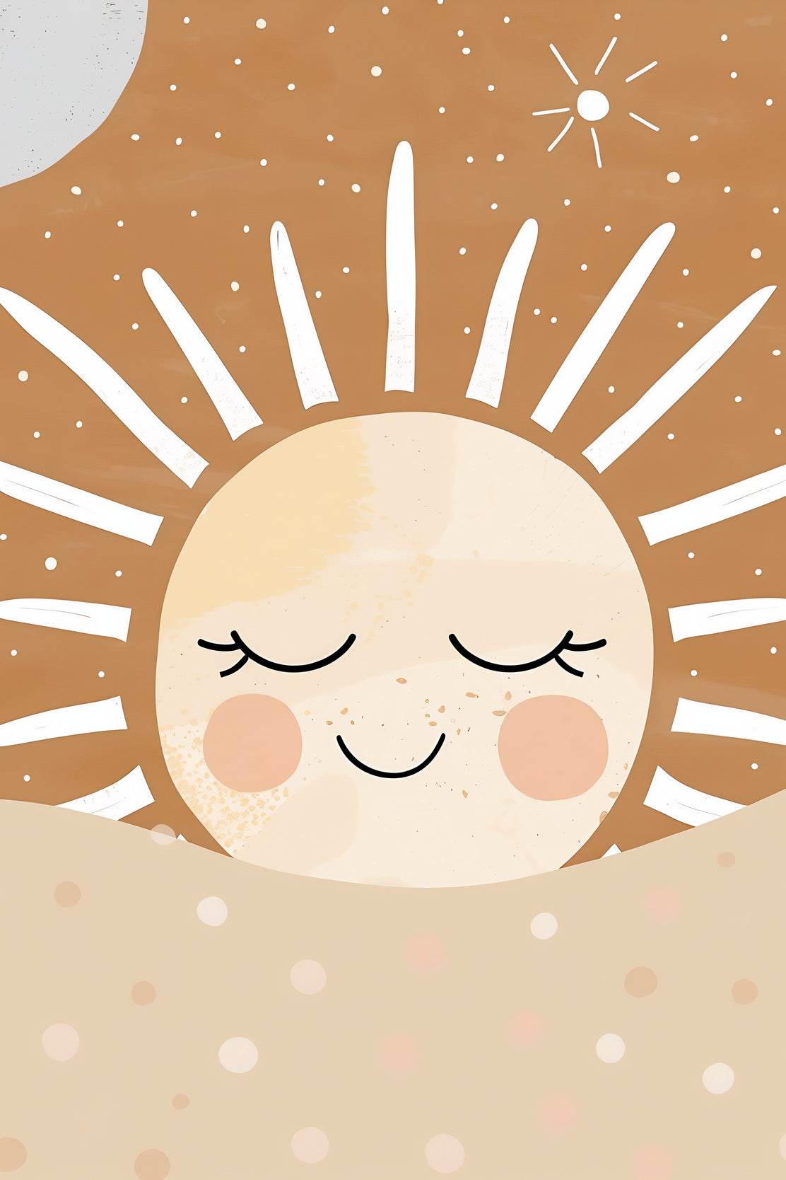 Smiling Face of Sleeping Cartoon Sun - beink online art store