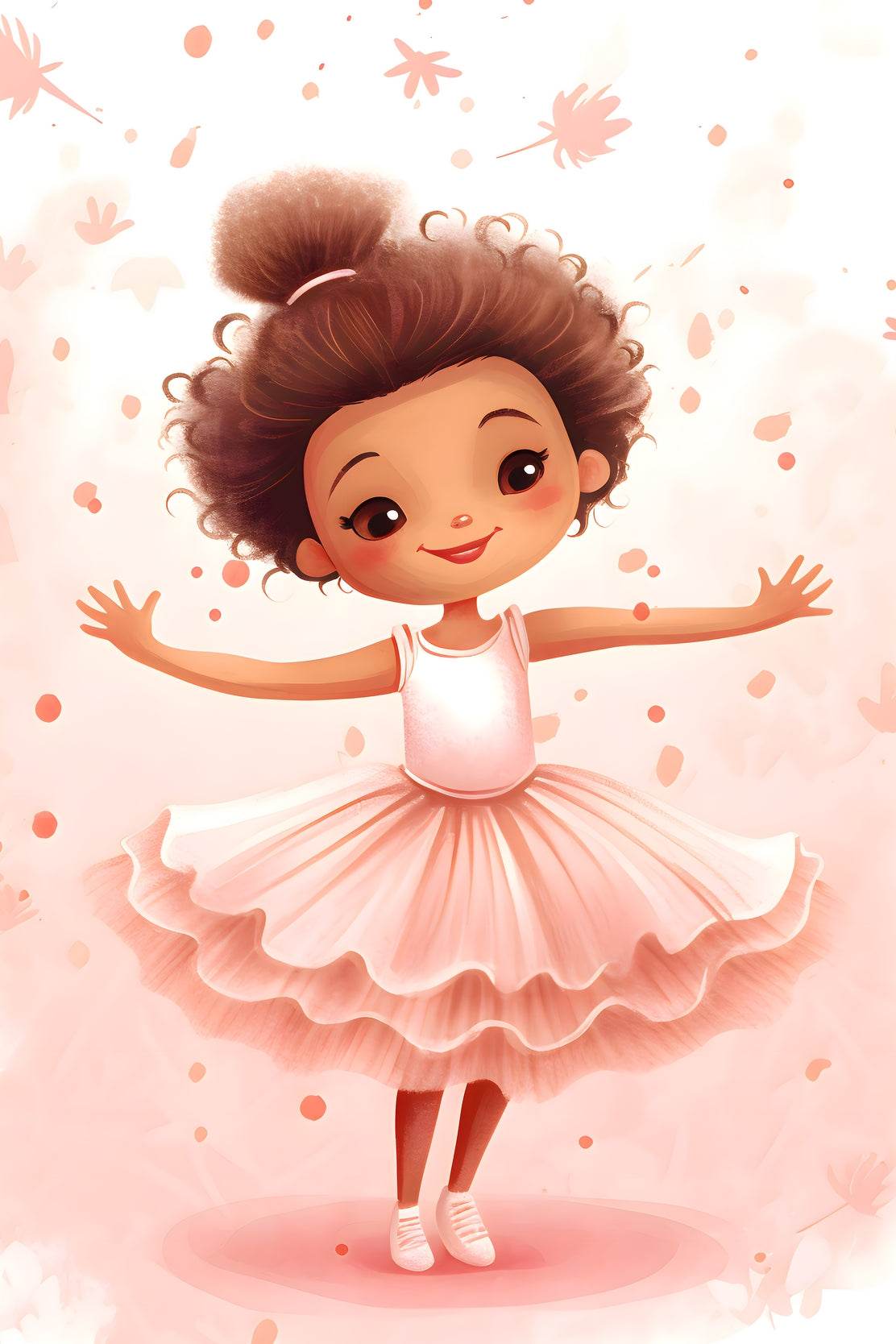 Drawing of Cute Little Girl Dancing - beink online art store