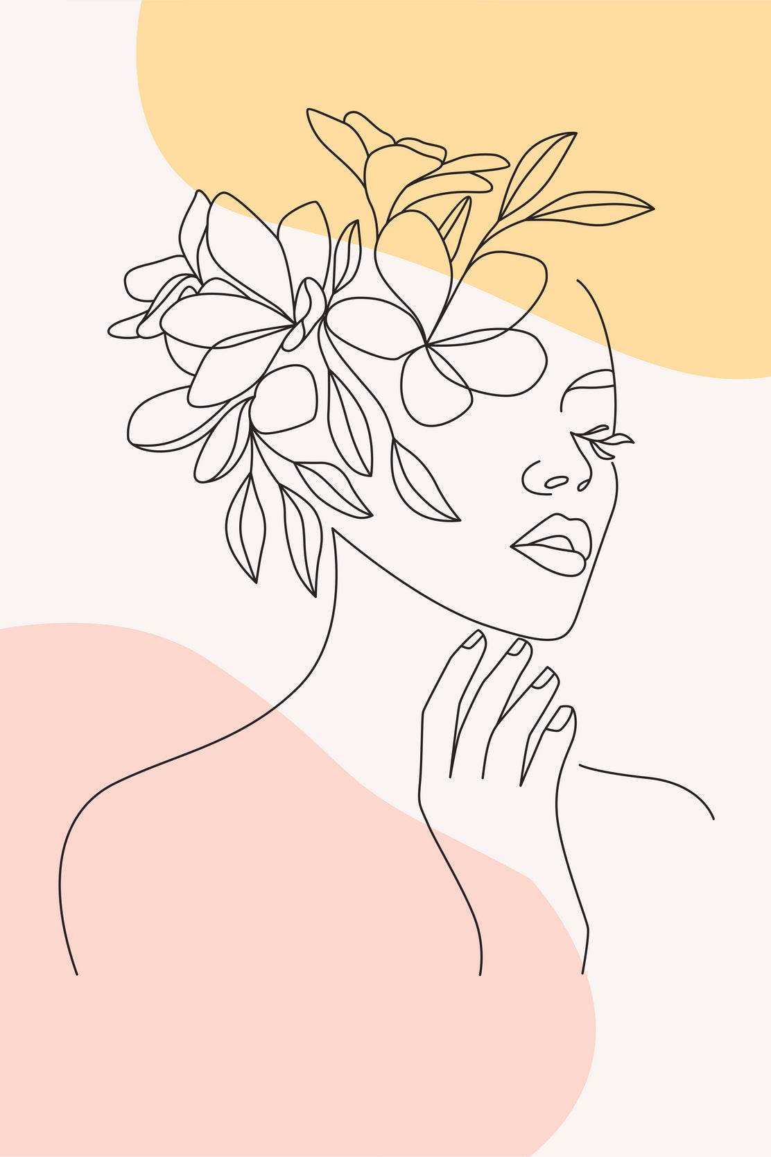 Girl With Flowers on Her Head Wall Art - beink online art store