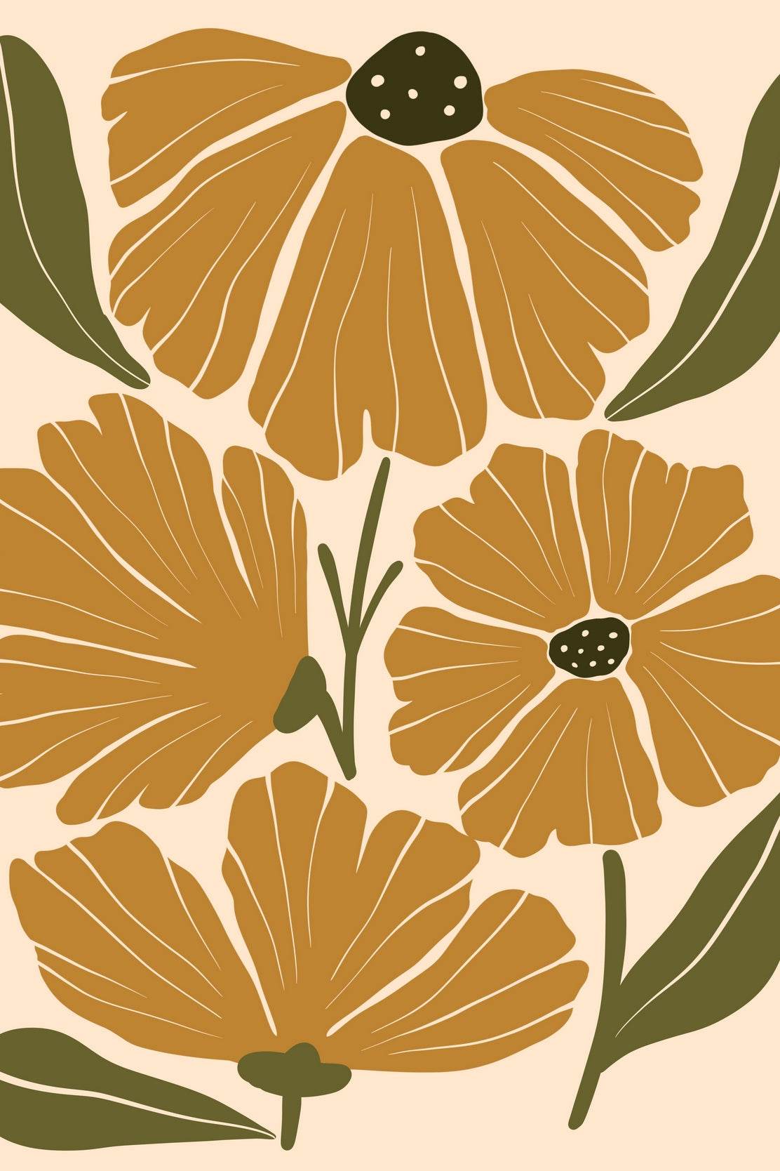 Flowers with Bold Colors and Simple Shapes ArtWork - beink online art store