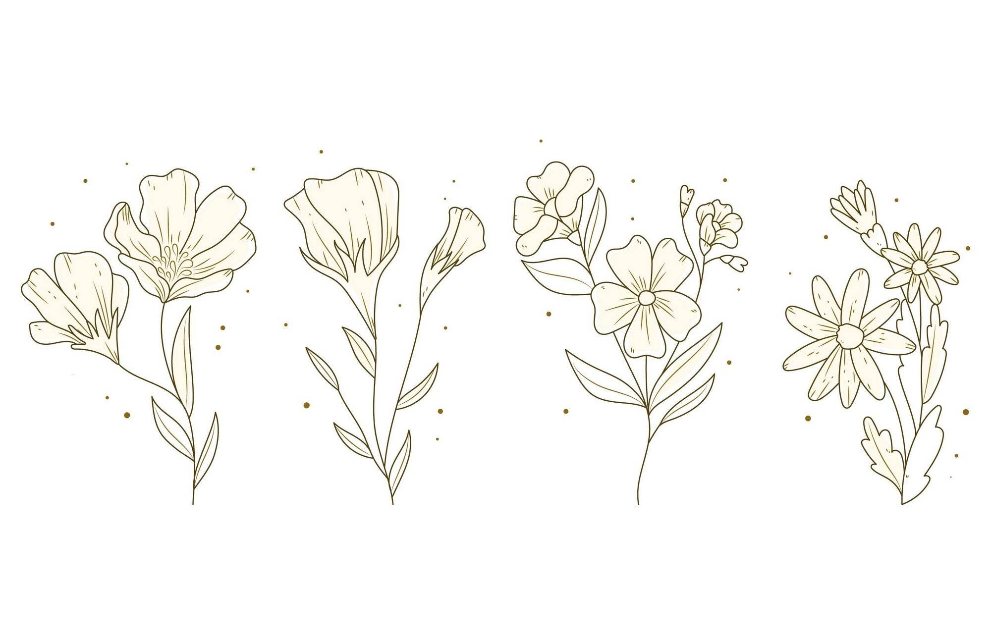 Orchid Bouquet Line Art - beink online art store