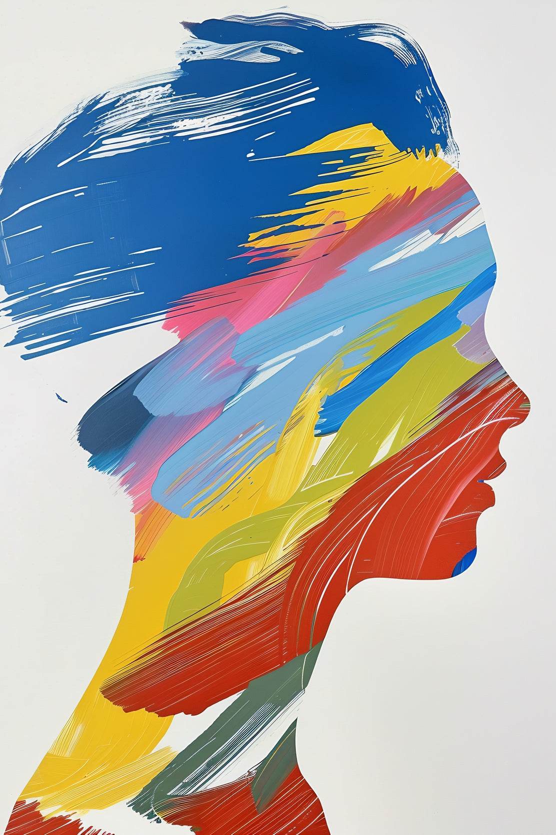 Color Portrait Of A Human Head Wall Art - beink online art store