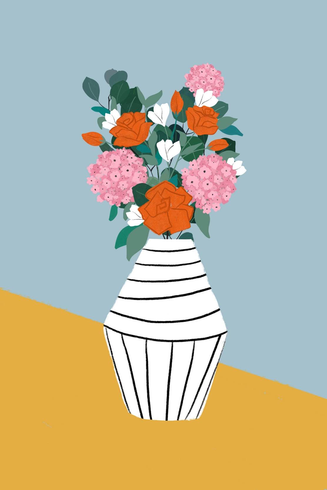 Black And White Vase With Spring Flowers Wall Art - beink online art store
