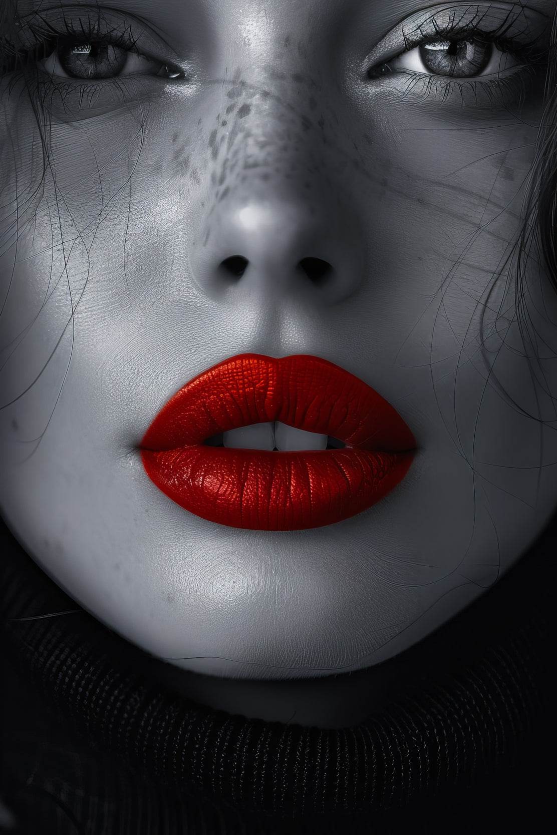 A Woman face With Red Lipstick Wall Art - beink online art store