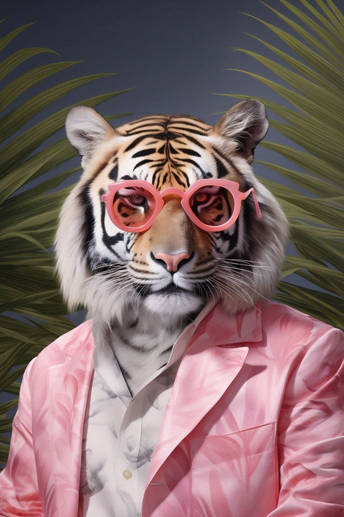 Tiger Wearing Pink Goggle and Coat Animal Wall Art - beink online art store