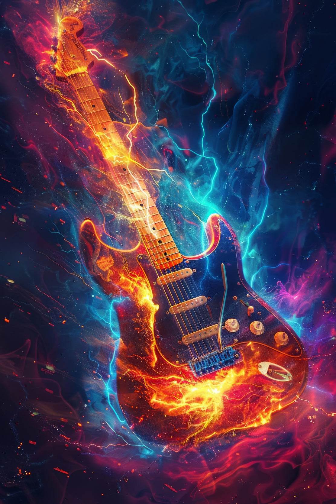Water And Fire Electronic Guitar Wall Art - beink online art store
