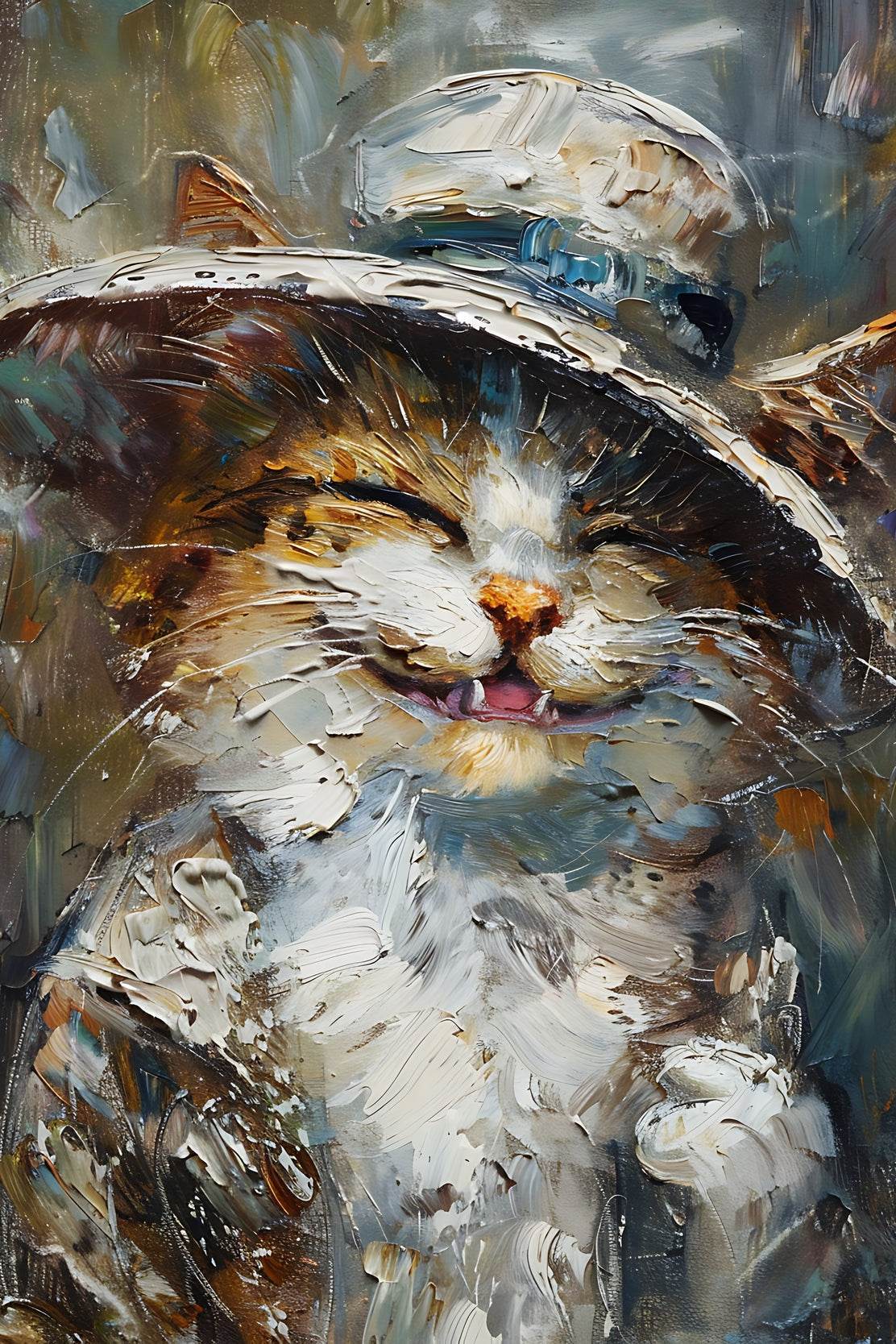 Hand Painted Illustration of Smiling Kitten - beink online art store