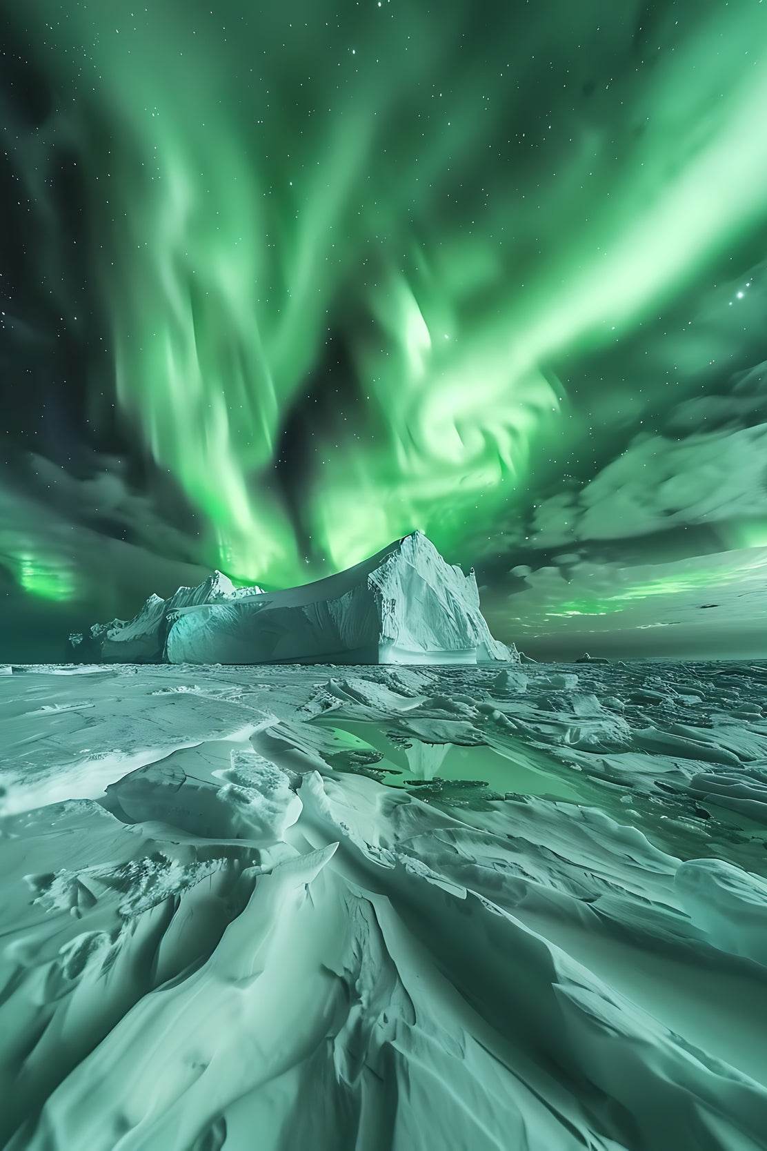 Northern Lights Dance Over Iceberg Wall Art - beink online art store