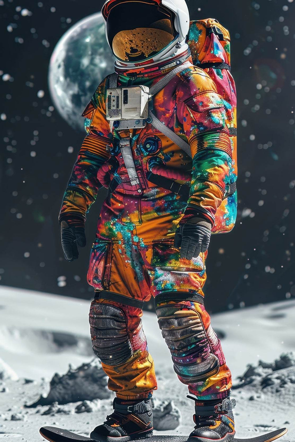 Astronaut colorful suit on moon Wall Art - beink online art store